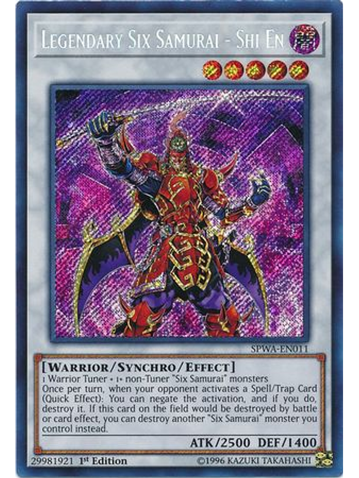 Legendary Six Samurai - Shi En - SPWA-EN011 - Secret Rare 1st Edition 1