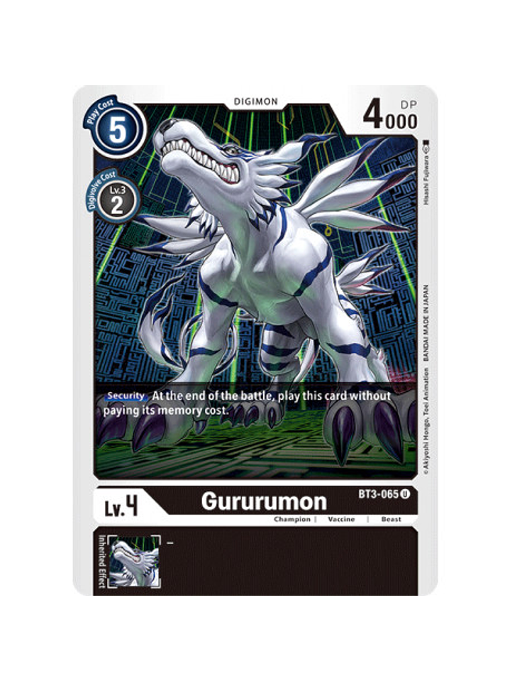 BT3-065 U Gururumon Digimon  1