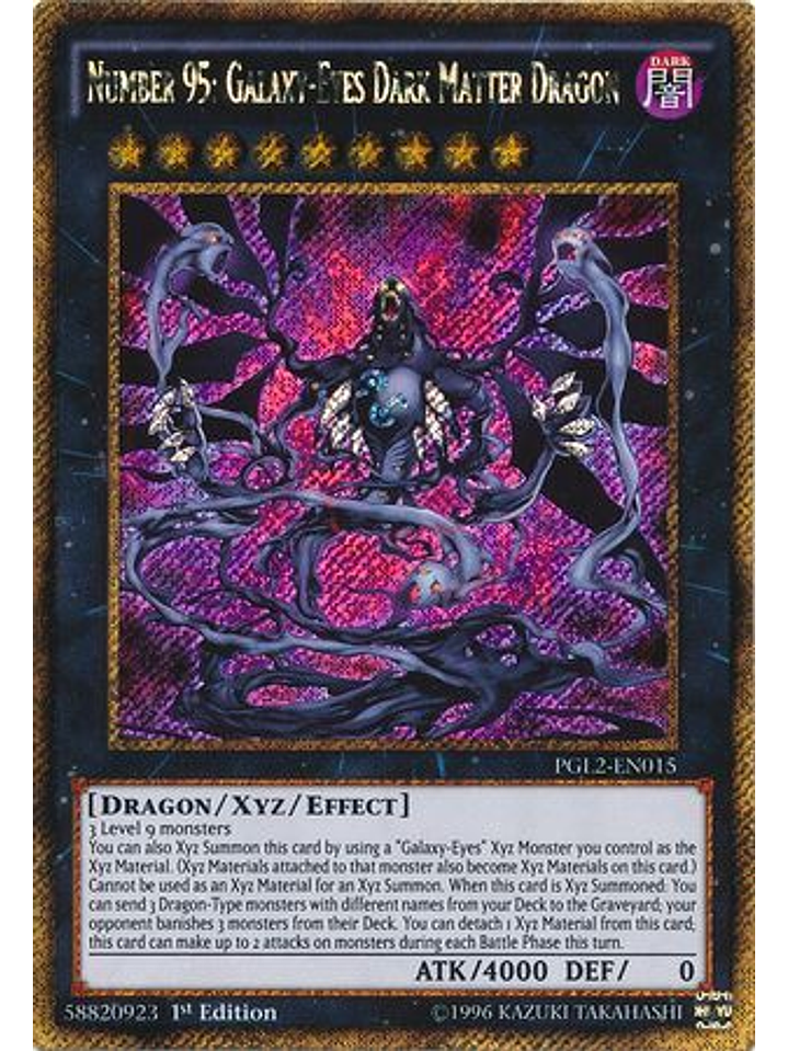 Number 95: Galaxy-Eyes Dark Matter Dragon - PGL2-EN015 - Gold Secret Rare 1st Edition 1