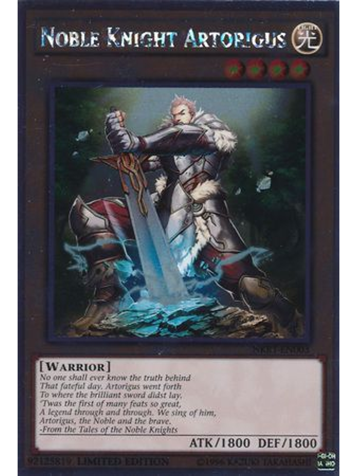 Noble Knight Artorigus - NKRT-EN003 - Platinum Rare 1st Edition 1