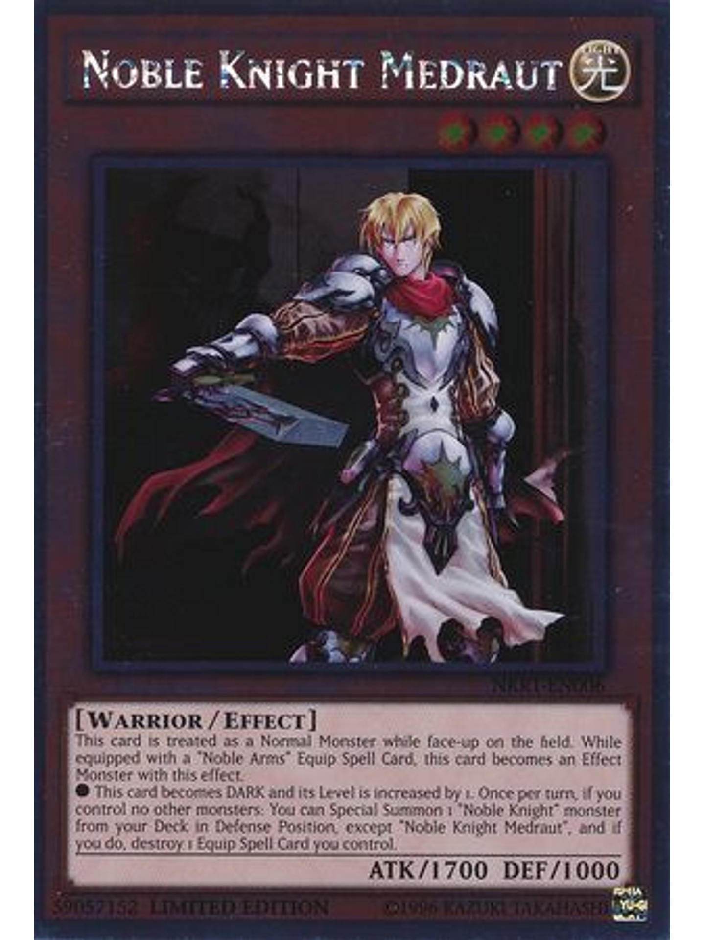 Noble Knight Medraut - NKRT-EN006 - Platinum Rare 1st Edition 1