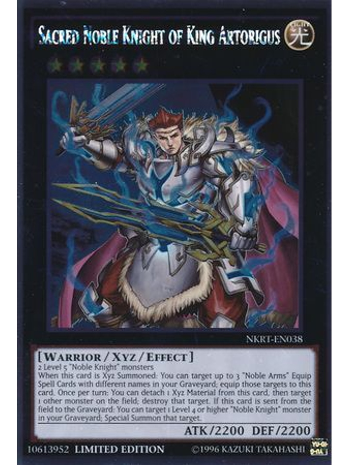 Sacred Noble Knight of King Artorigus - NKRT-EN038 - Platinum Rare 1st Edition 1