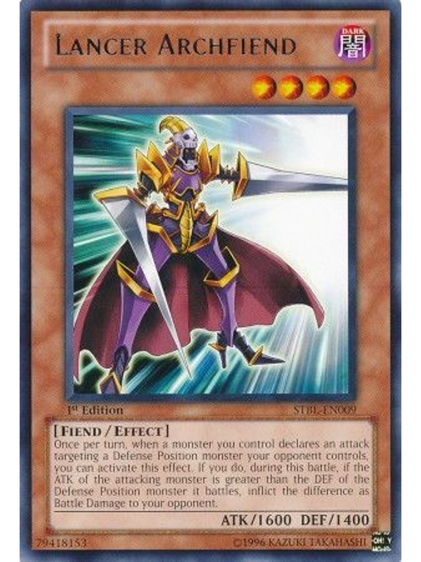 Lancer Archfiend - STBL-EN009 - Rare 1st Edition 1