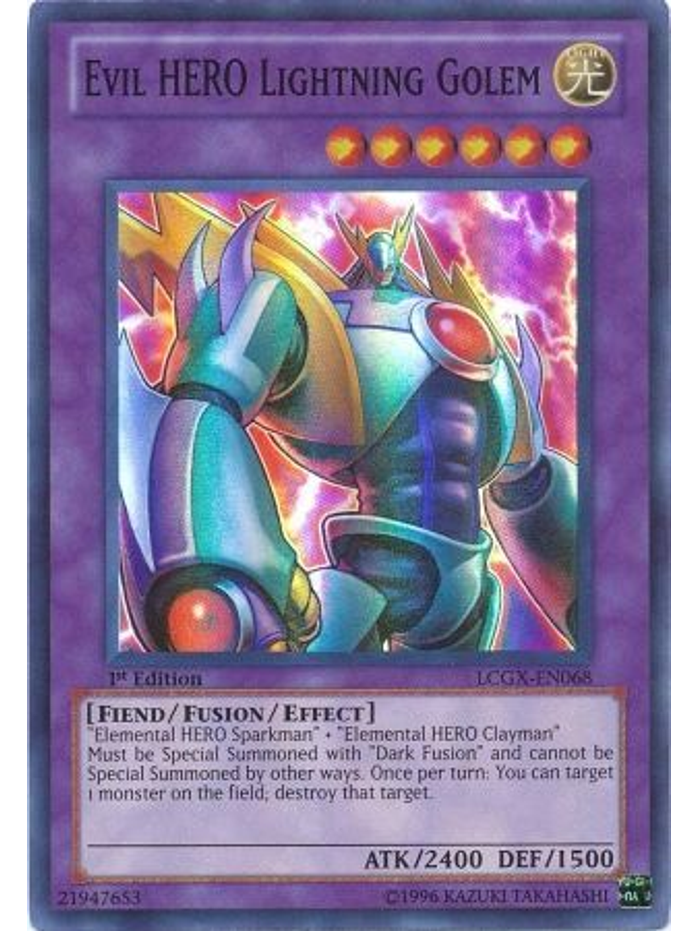 Evil Hero Lightning Golem - LCGX-EN068 - Super Rare 1st Edition 1