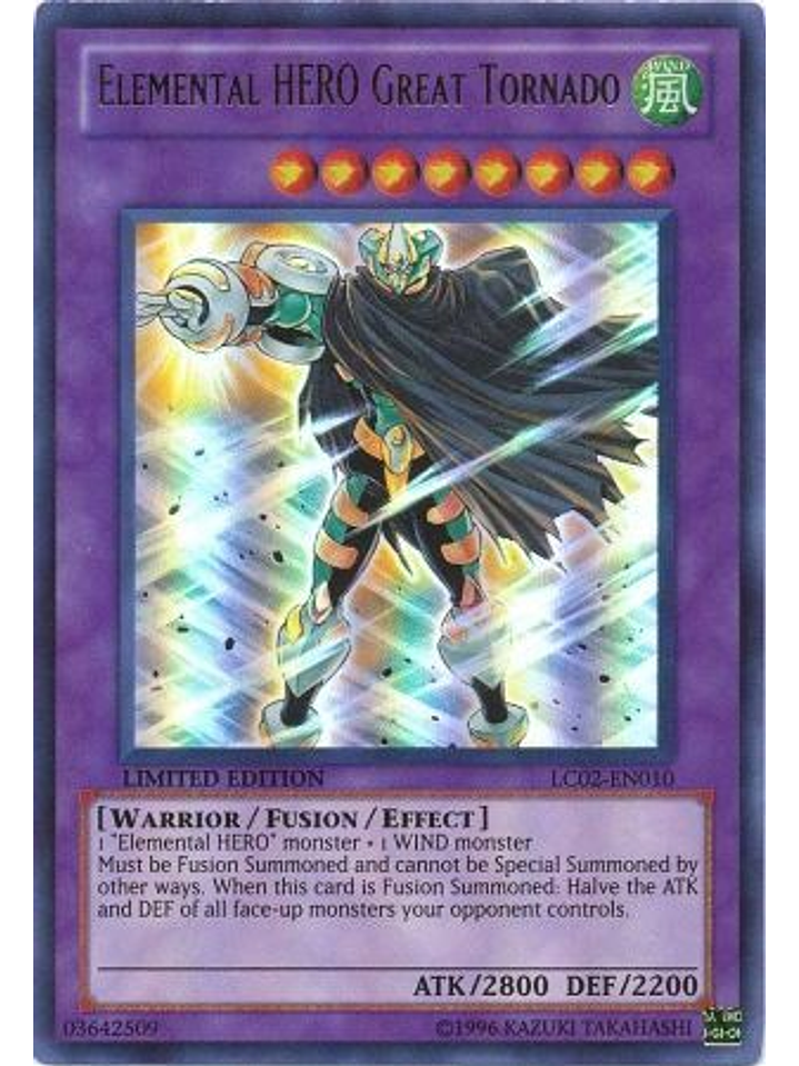 Elemental Hero Great Tornado - LC02-EN010 - Ultra Rare Limited Edition 1