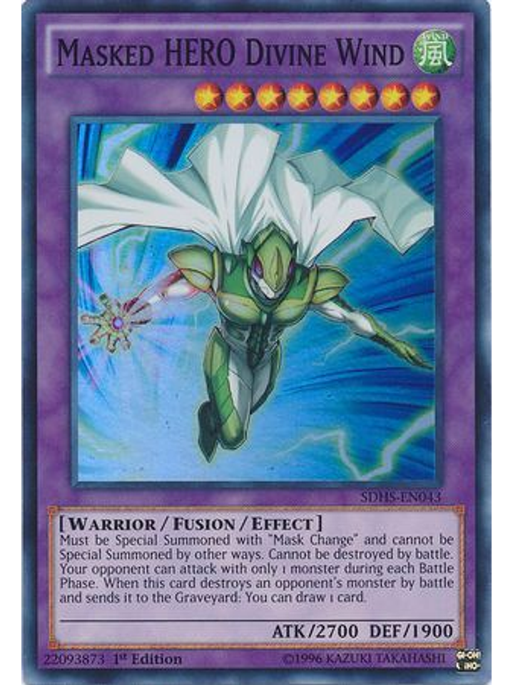 Masked Hero Divine Wind - SDHS-EN043 - Super Rare 1st Edition 1