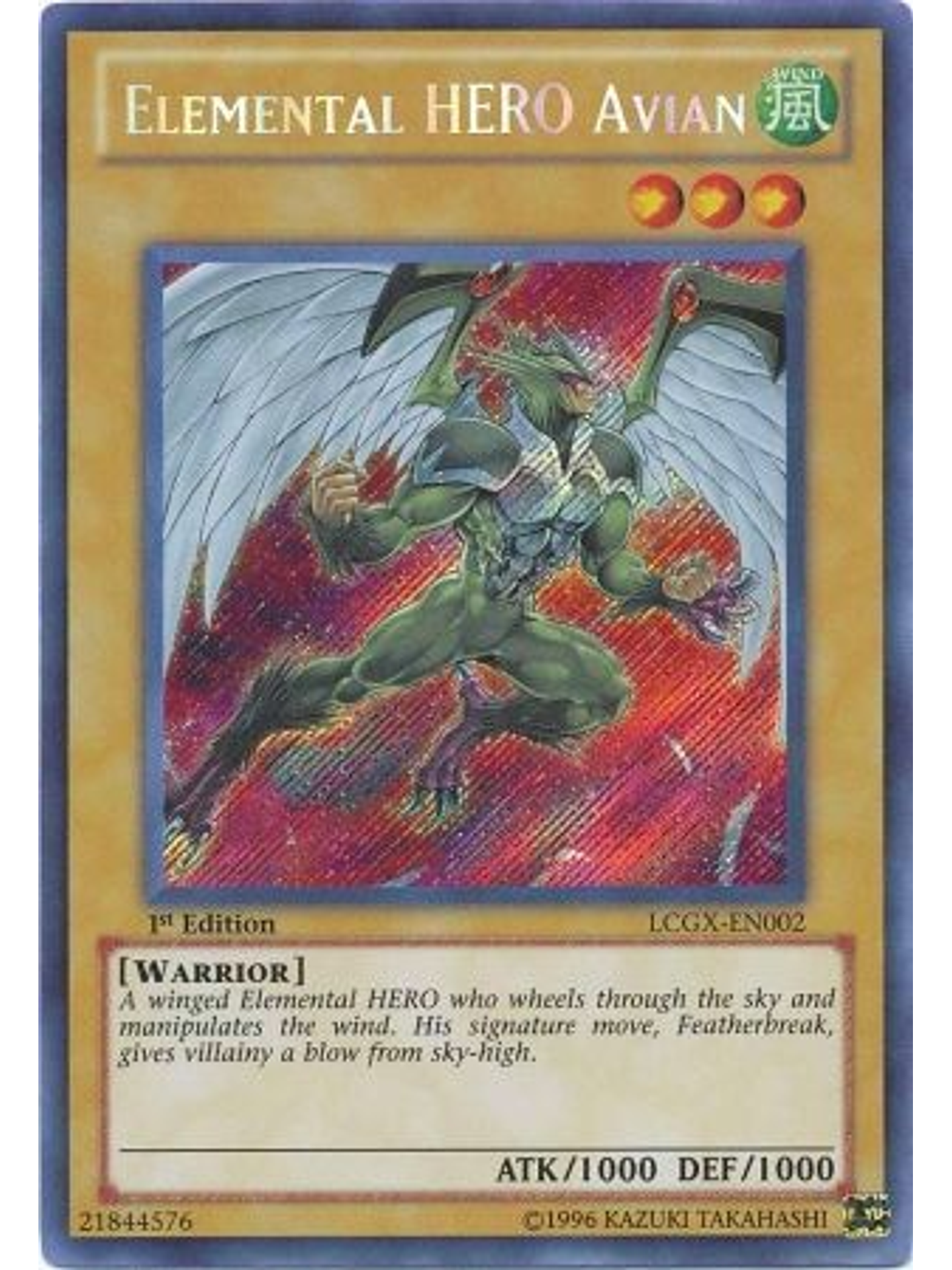 Elemental Hero Avian - LCGX-EN002 - Secret Rare 1st Edition 1