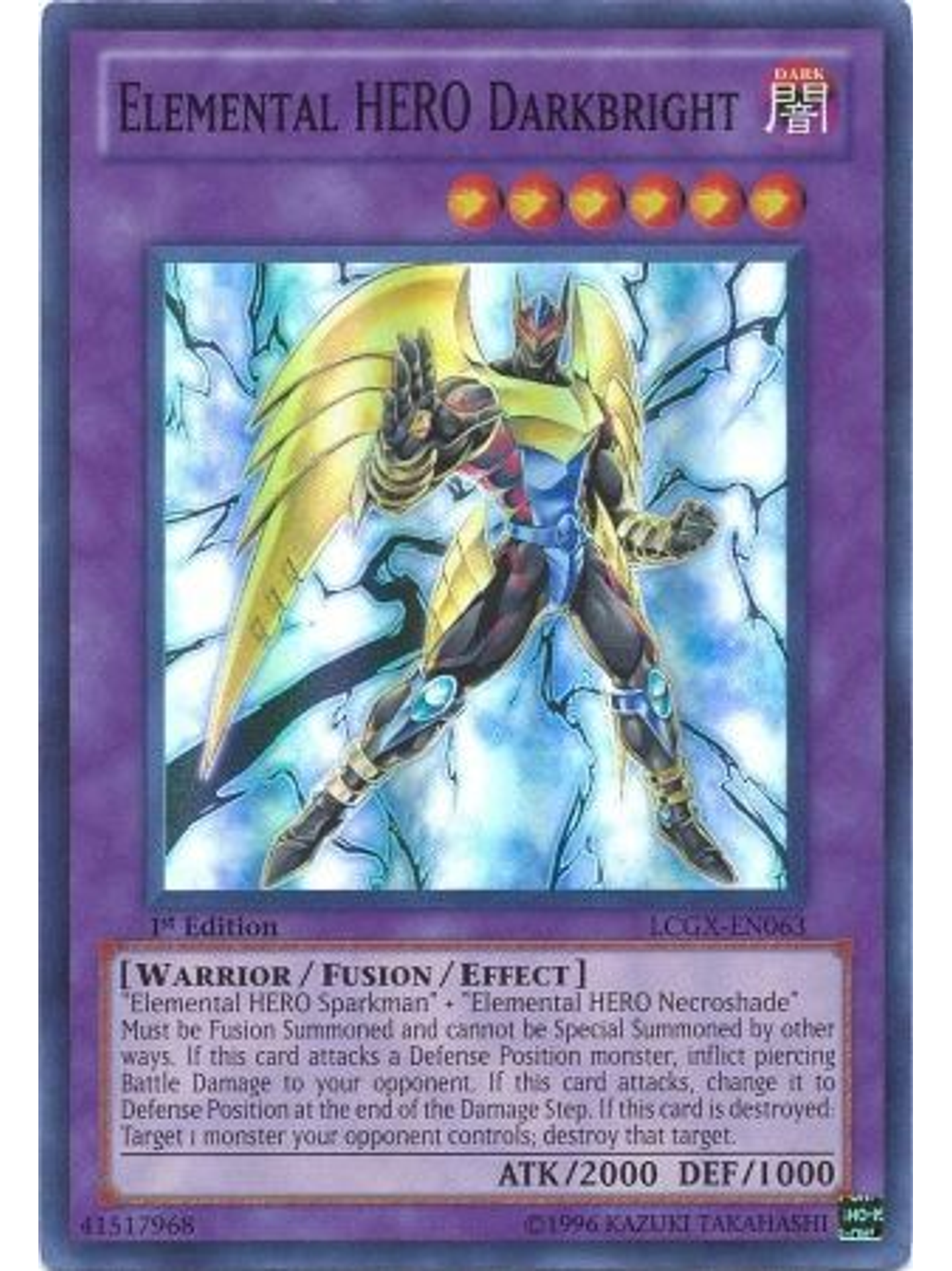Elemental Hero Darkbright - LCGX-EN063 - Super Rare 1st Edition 1