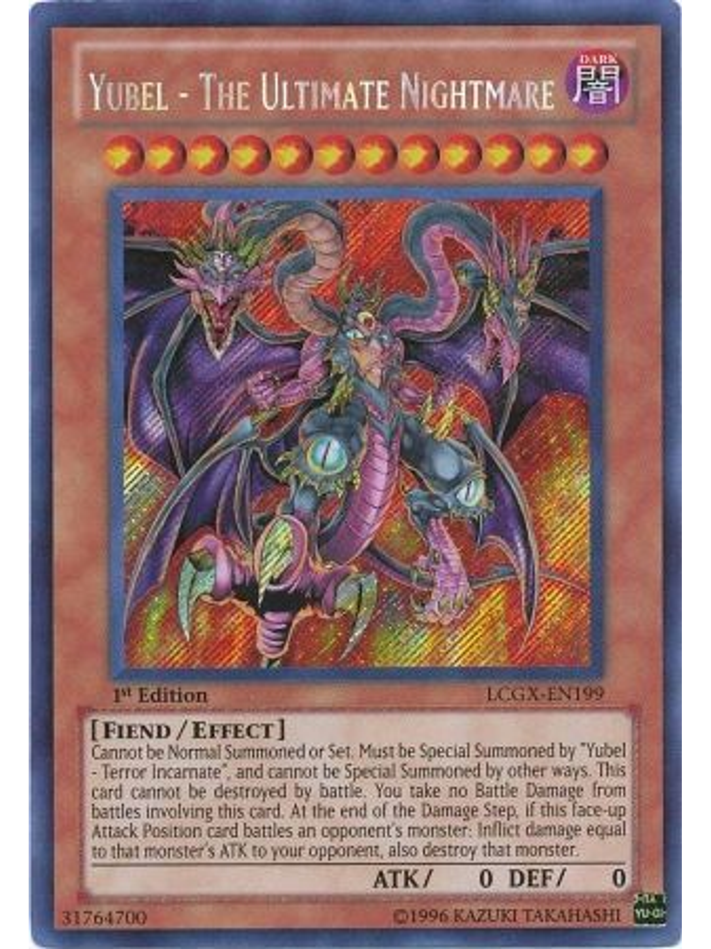 Yubel - The Ultimate Nightmare - LCGX-EN199 - Secret Rare 1st Edition 1