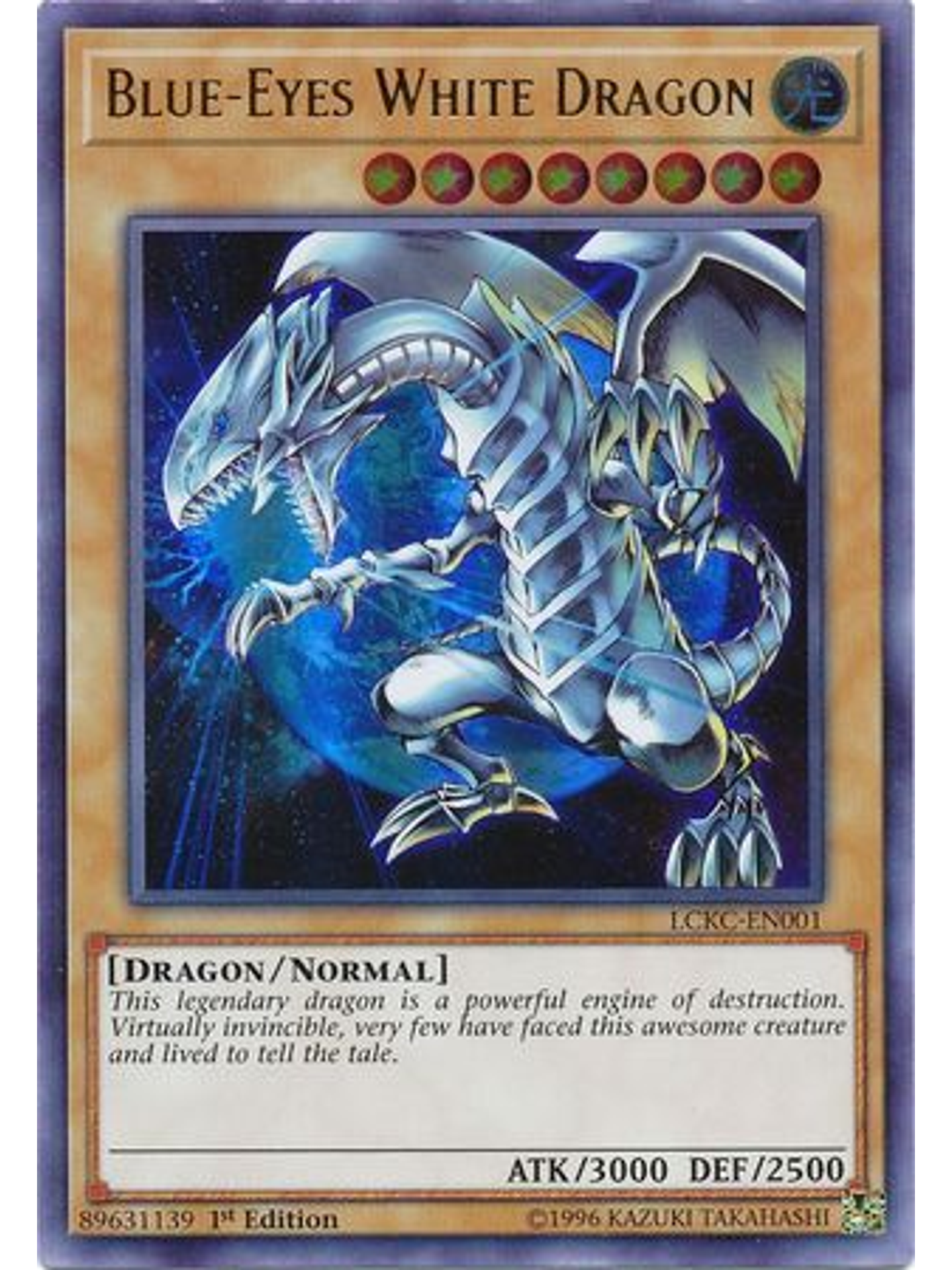 Blue-Eyes White Dragon (Earth Background) - LCKC-EN001 - Ultra Rare 1st Edition 1