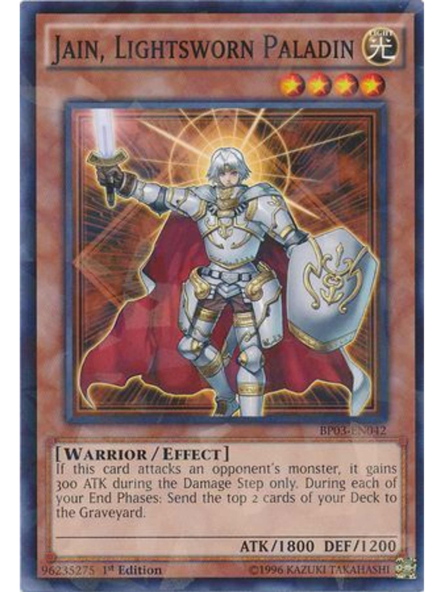 Jain, Lightsworn Paladin - BP03-EN042 - Shatterfoil Rare 1st Edition 1