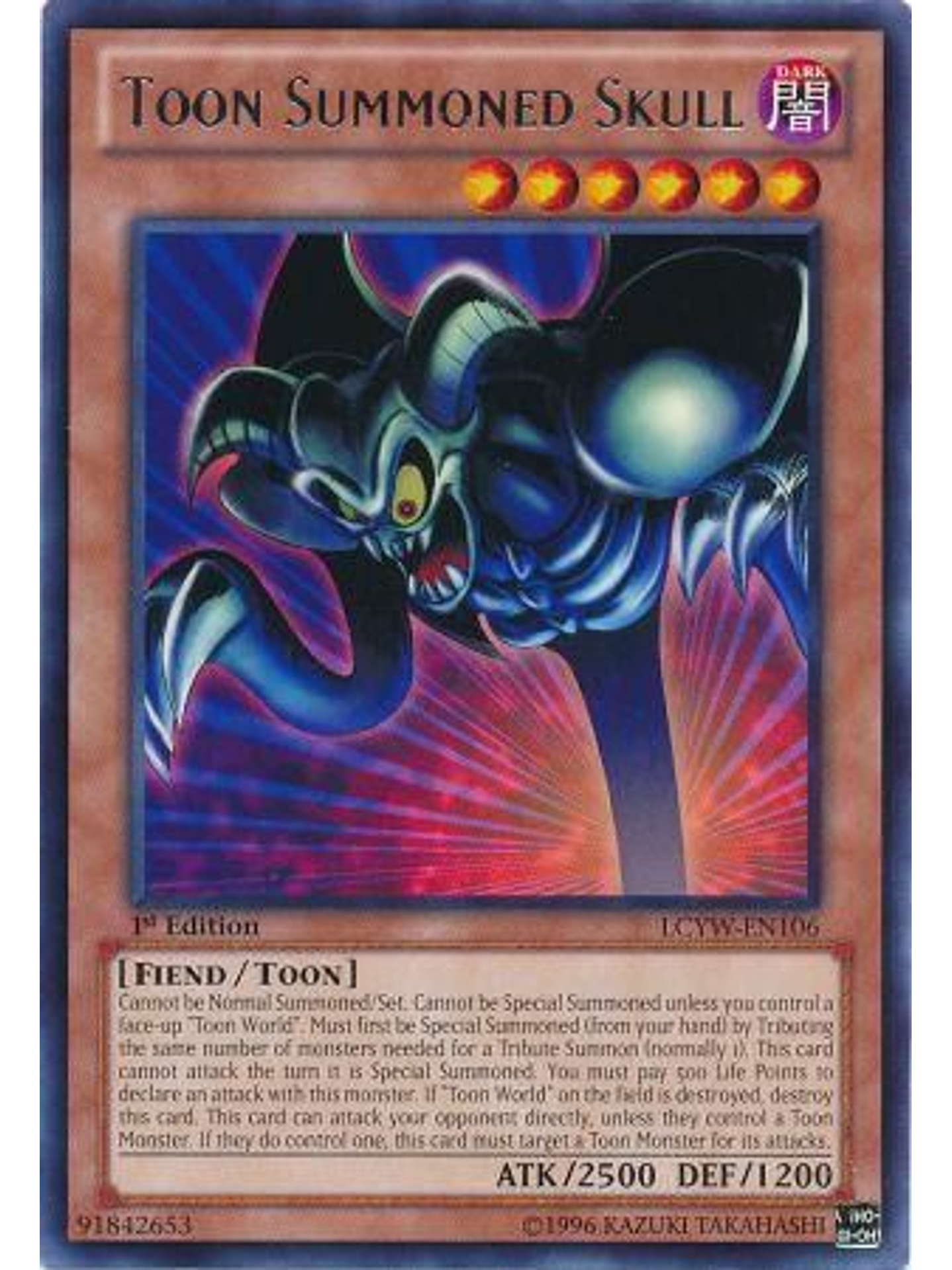 Toon Summoned Skull - LCYW-EN106 - Rare 1st Edition 1