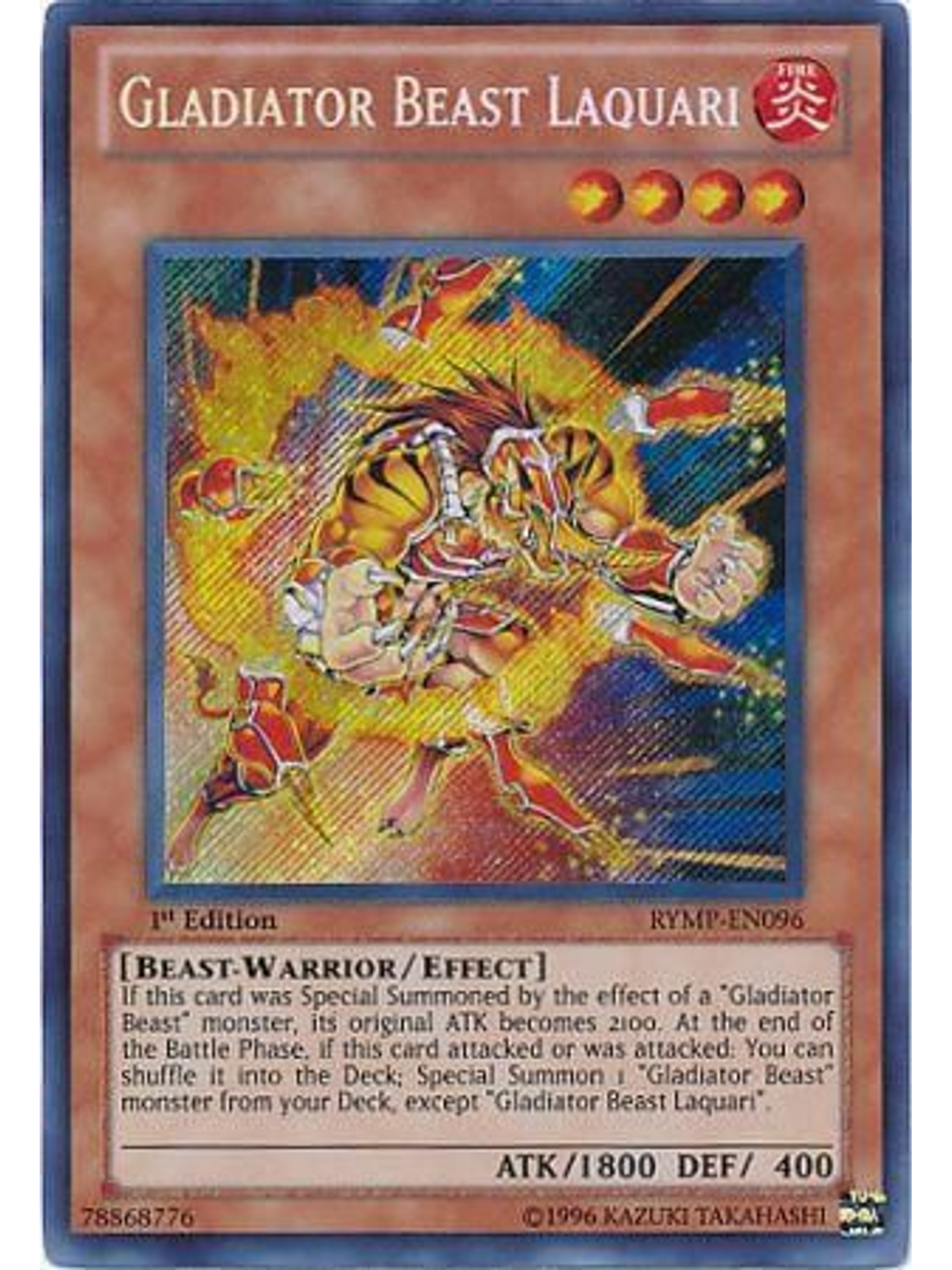 Gladiator Beast Laquari - RYMP-EN096 - Secret Rare 1st Edition 1
