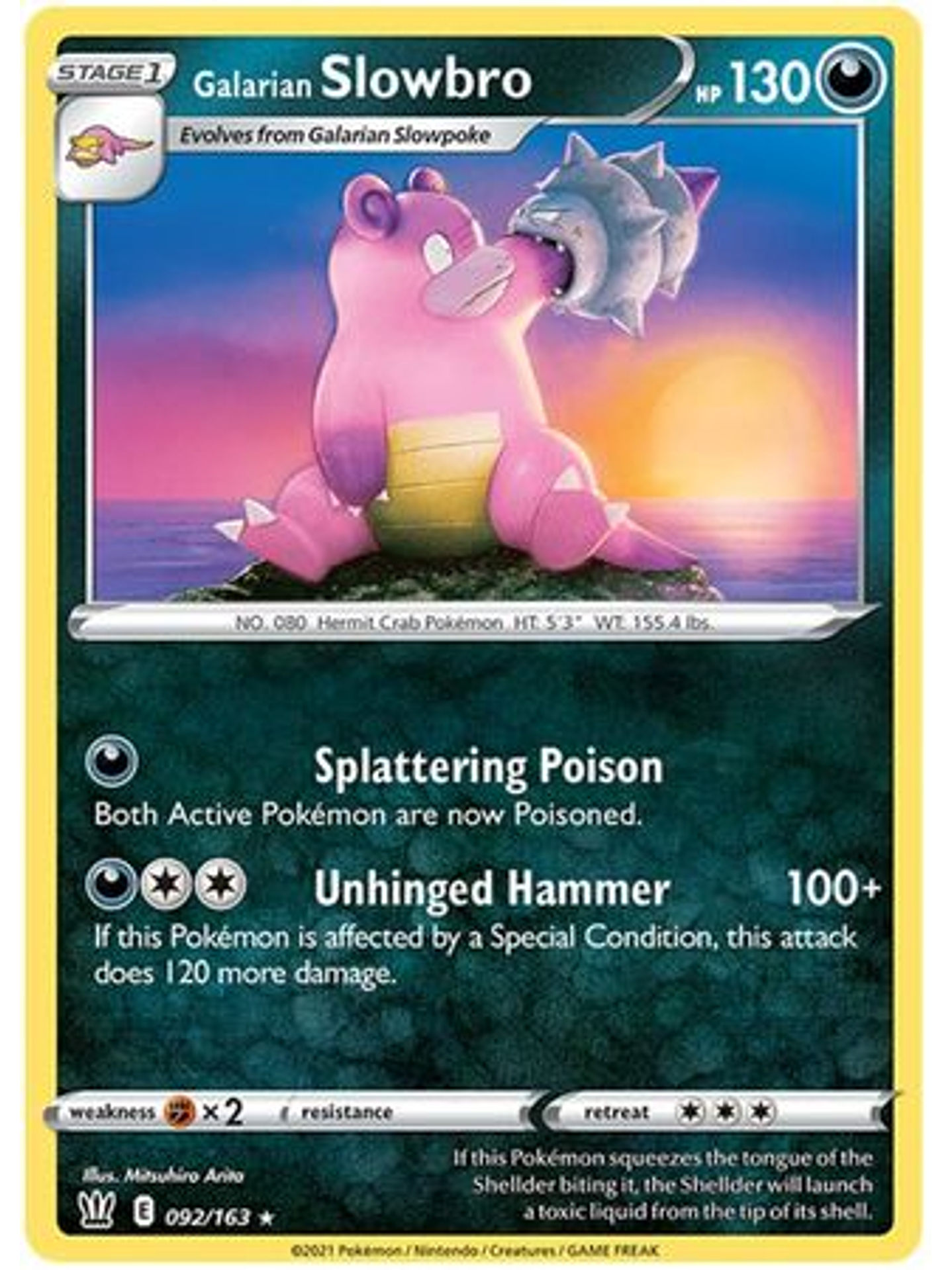 Galarian Slowbro - 92/163 - Rare 1