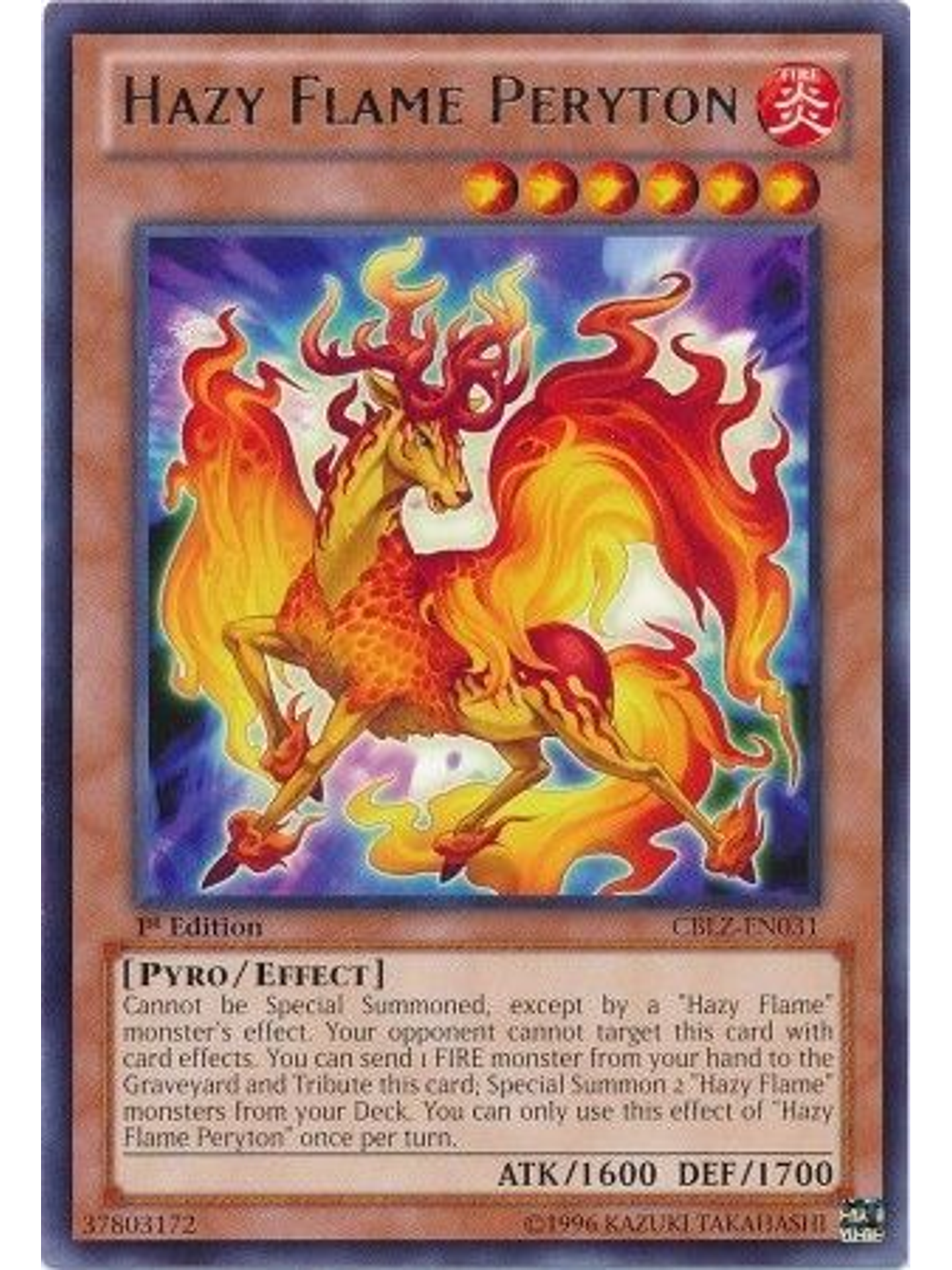 Hazy Flame Peryton - CBLZ-EN031 - Rare 1st Edition 1