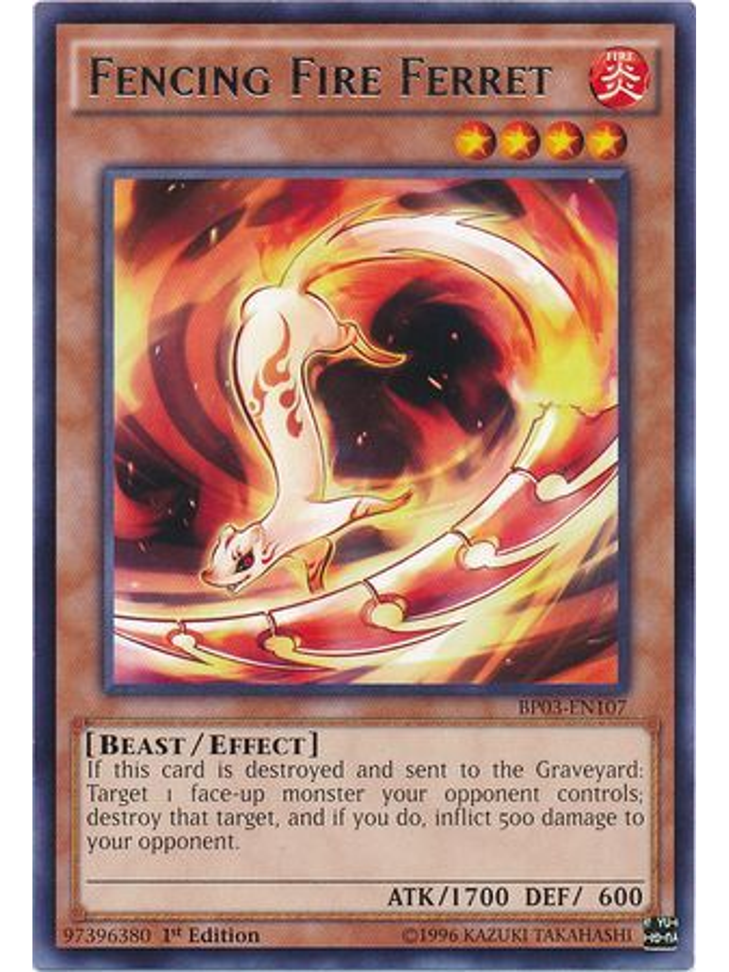 Fencing Fire Ferret - BP03-EN107 - Rare 1st Edition 1