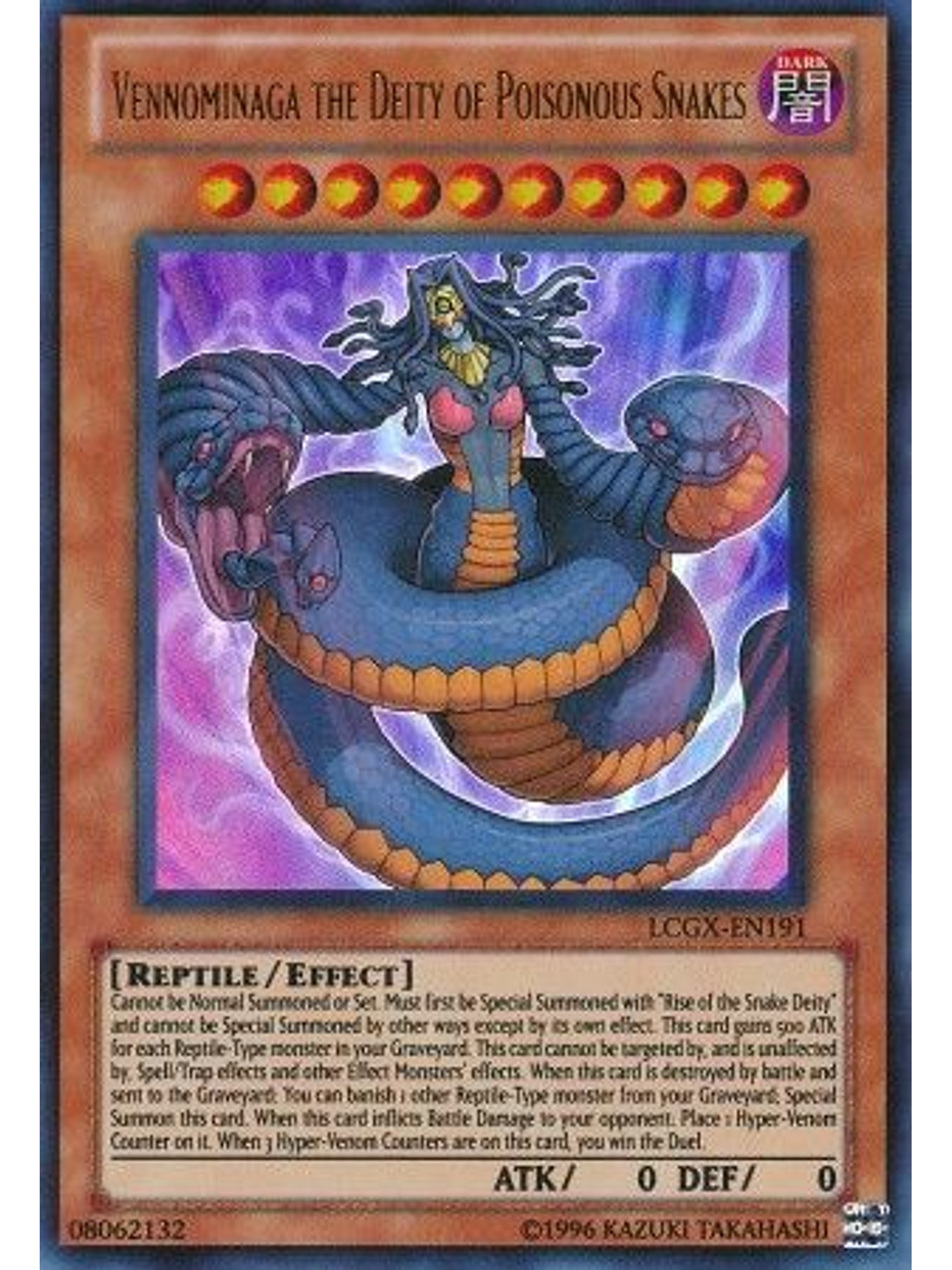 Vennominaga the Deity of Poisonous Snakes - LCGX-EN191 - Ultra Rare Unlimited 1