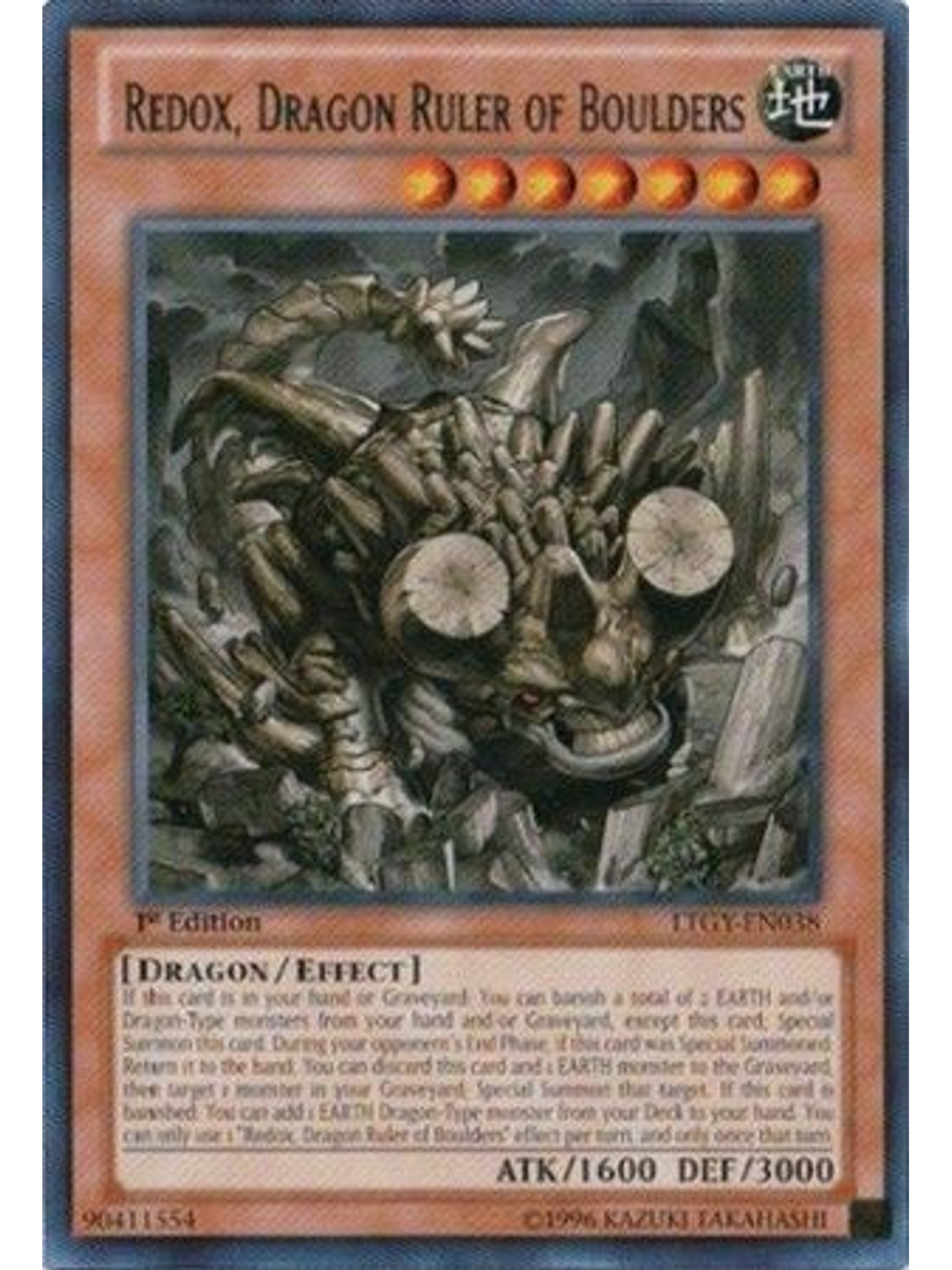 Redox, Dragon Ruler of Boulders - LTGY-EN038 - Rare 1st Edition 1