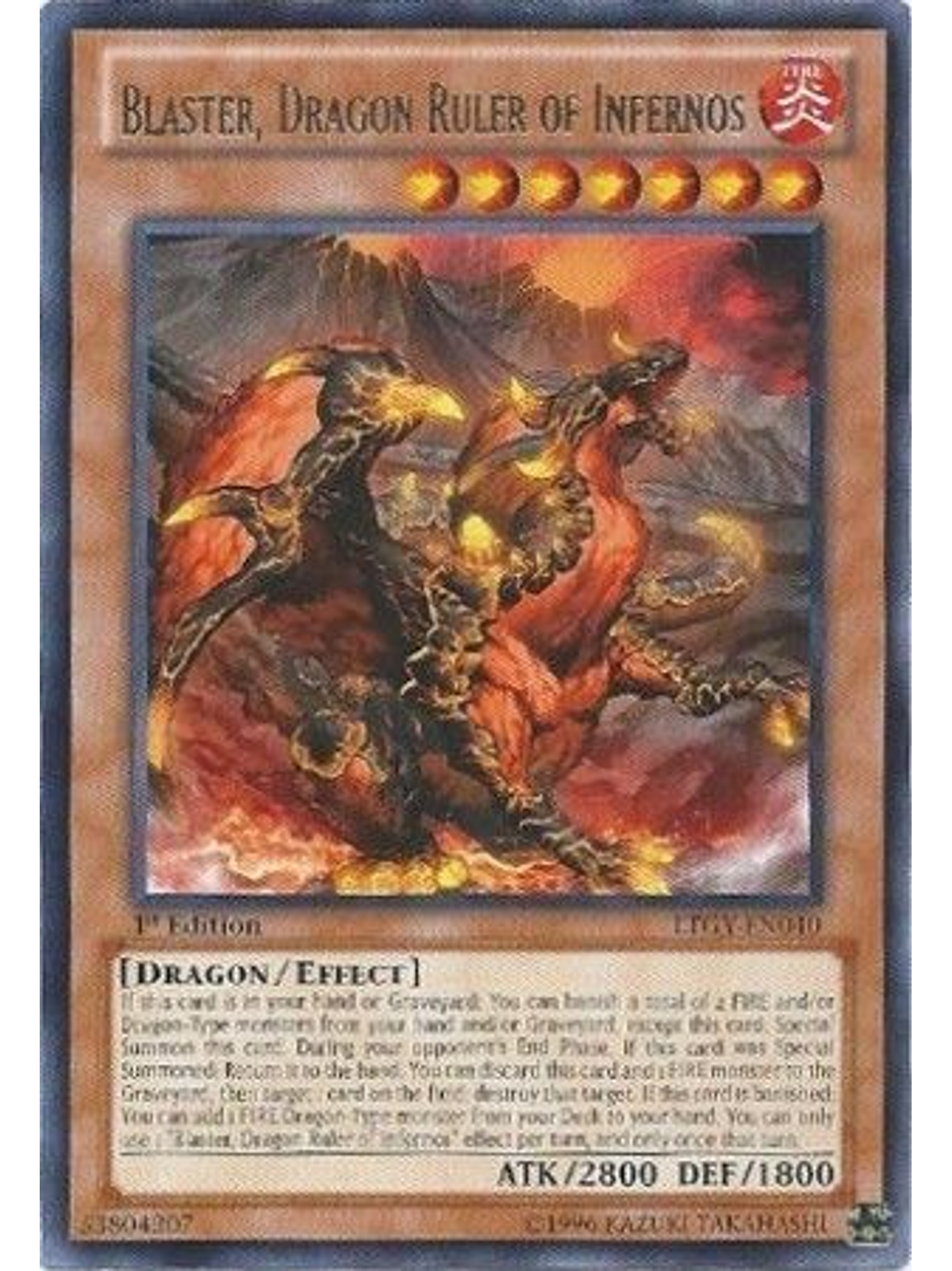 Blaster, Dragon Ruler of Infernos - LTGY-EN040 - Rare 1st Edition 1