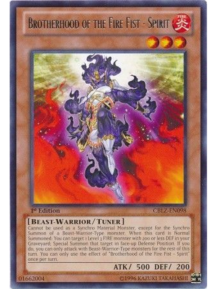 Brotherhood of the Fire Fist - Spirit - CBLZ-EN098 - Rare 1st Edition 1