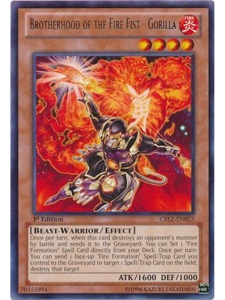 Brotherhood of the Fire Fist - Gorilla - CBLZ-EN023 - Rare 1st Edition 1