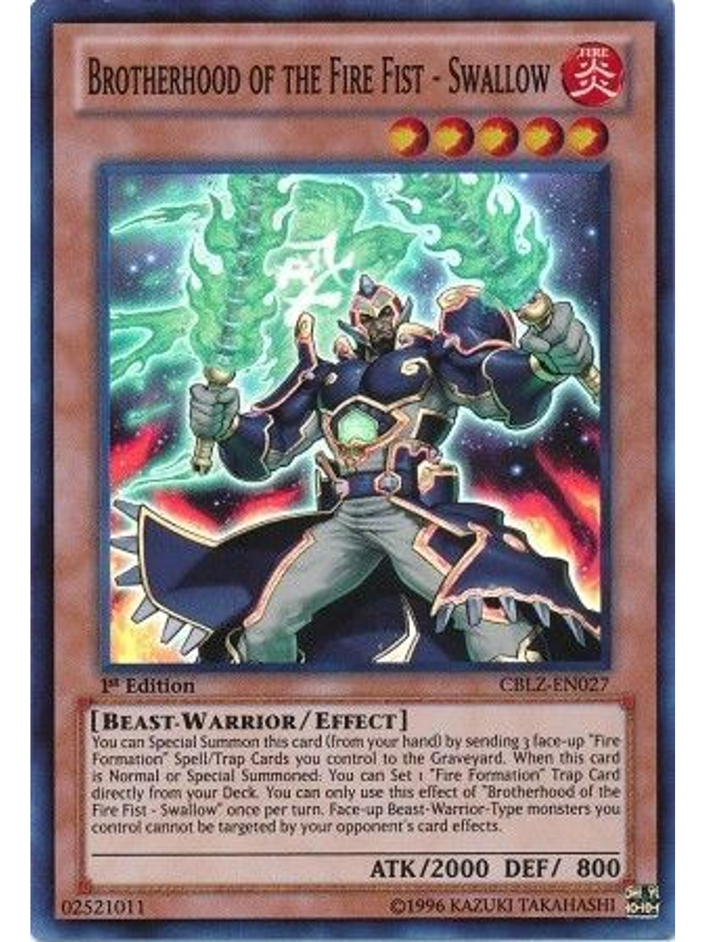 Brotherhood of the Fire Fist - Swallow - CBLZ-EN027 - Super Rare 1st Edition 1