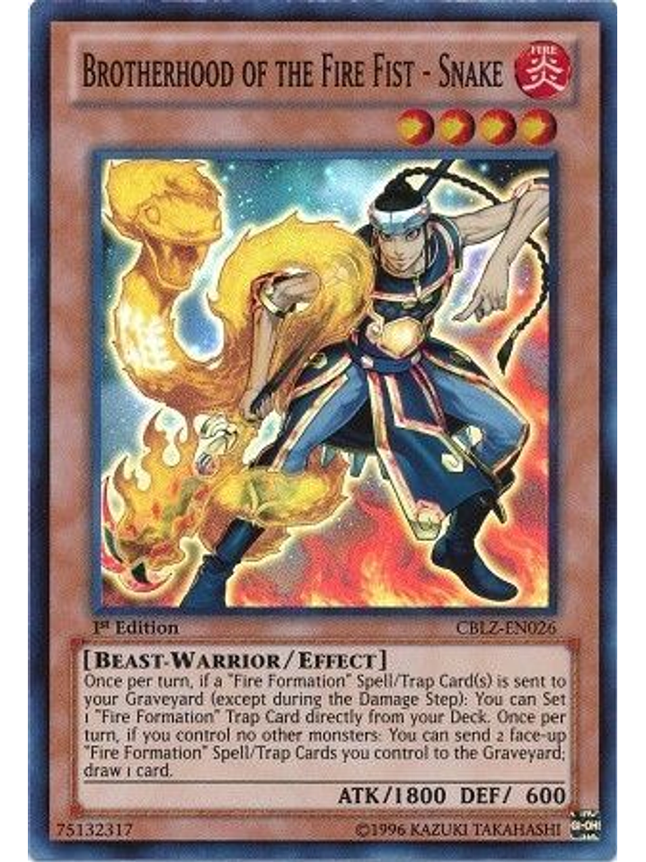 Brotherhood of the Fire Fist - Snake - CBLZ-EN026 - Super Rare 1st Edition 1