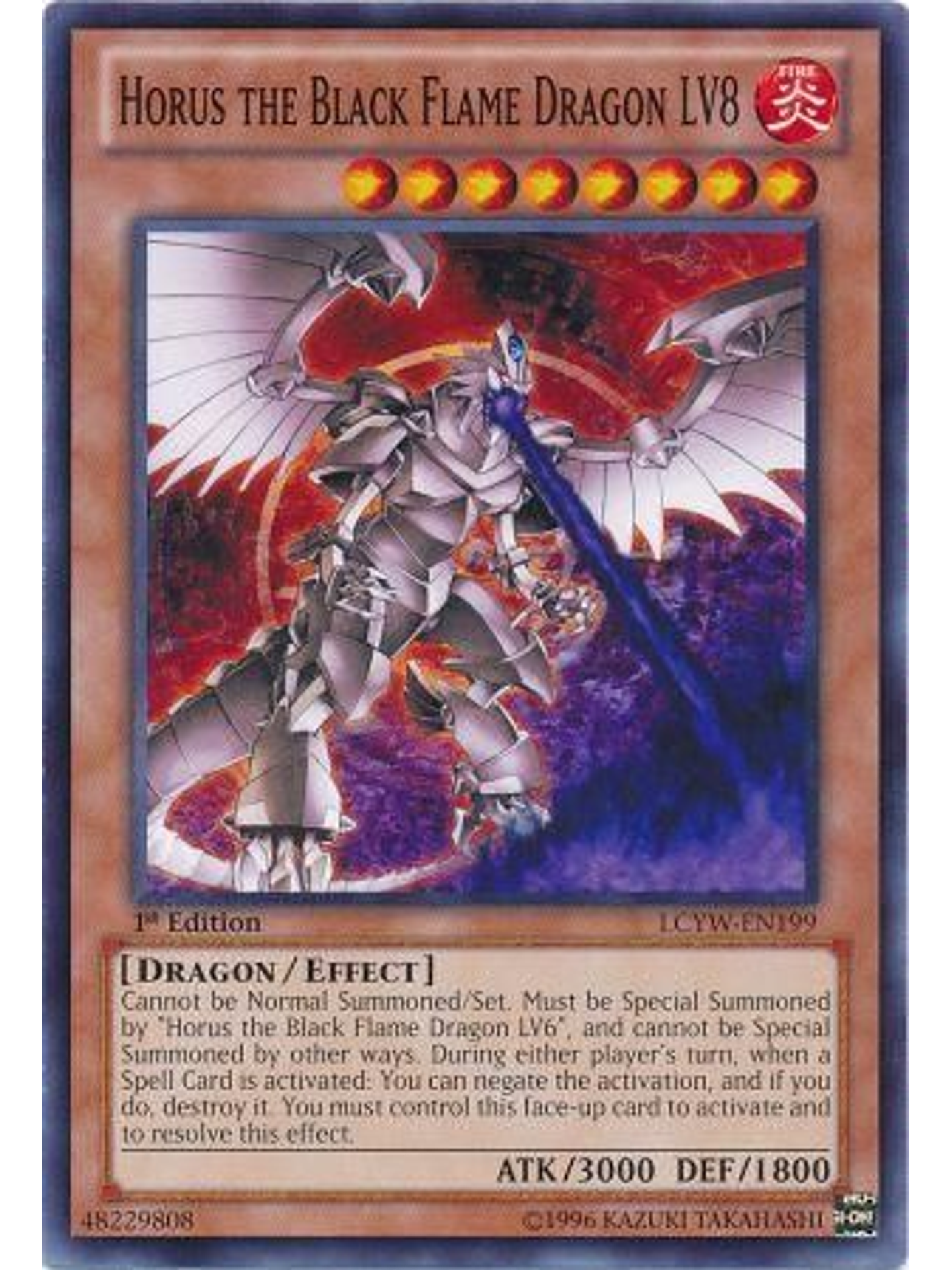 Horus the Black Flame Dragon LV8 - LCYW-EN199 - Common 1st Edition 1