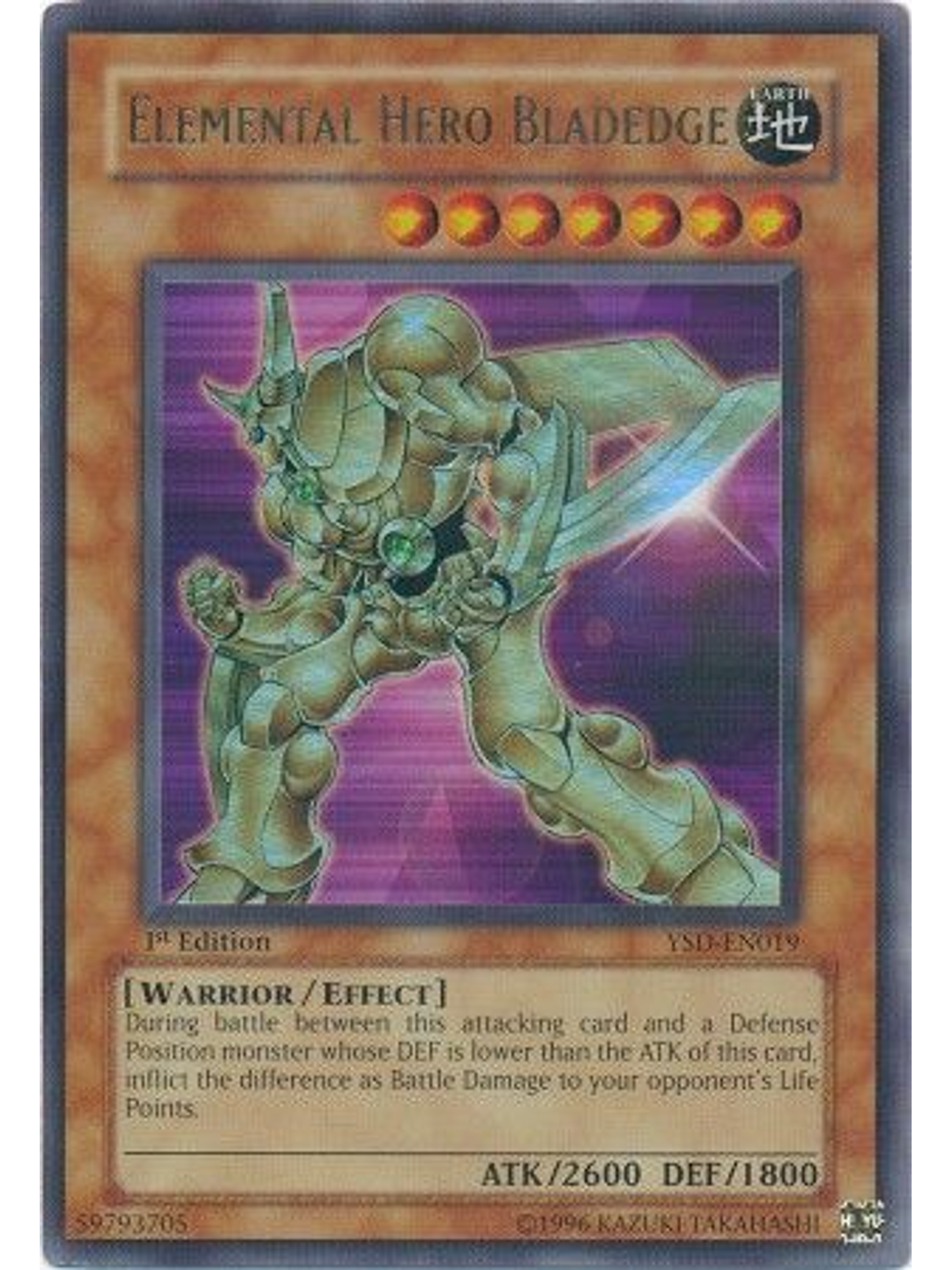 Elemental Hero Bladedge - YSD-EN019 - Ultra Rare 1st Edition 1