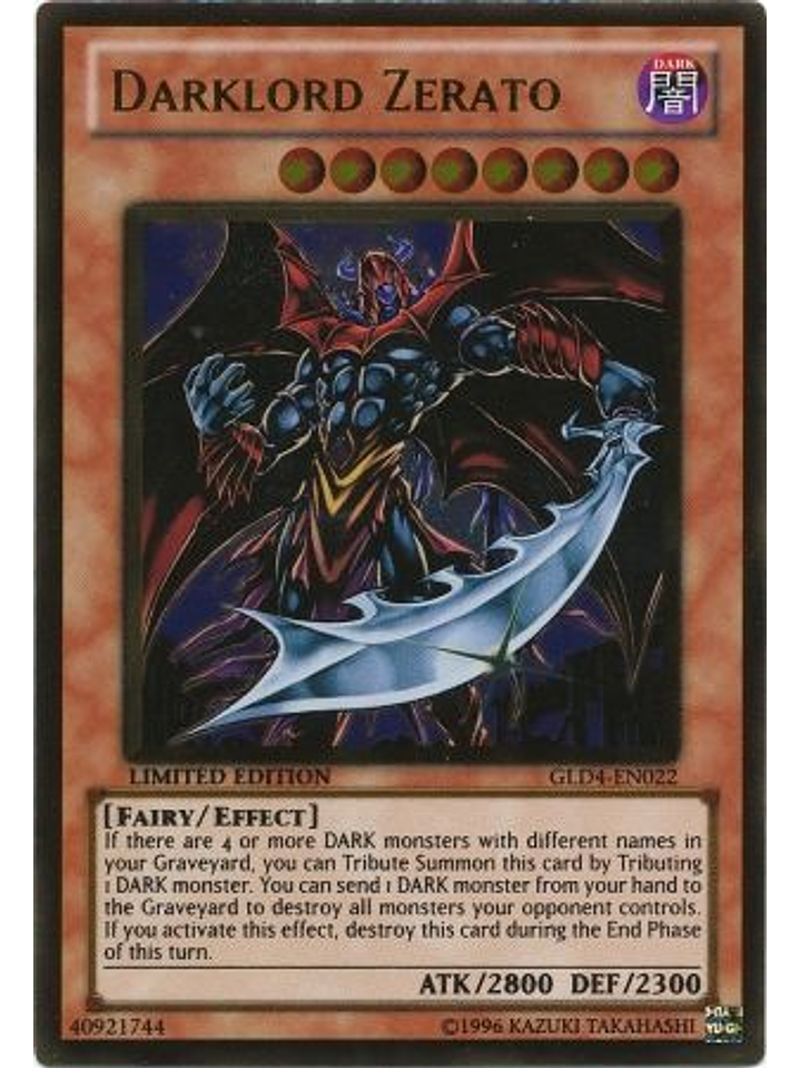 Darklord Zerato - GLD4-EN022 - Gold Rare 1