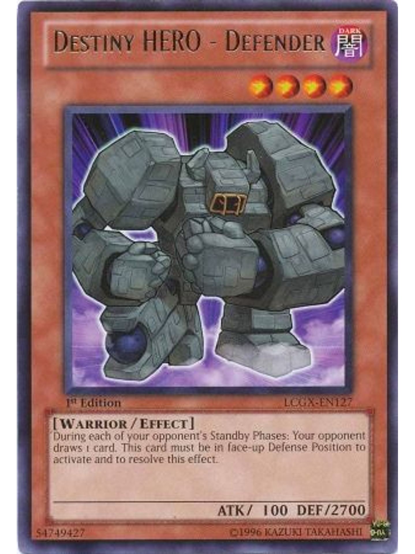 Destiny Hero - Defender - LCGX-EN127 - Rare 1st Edition 1