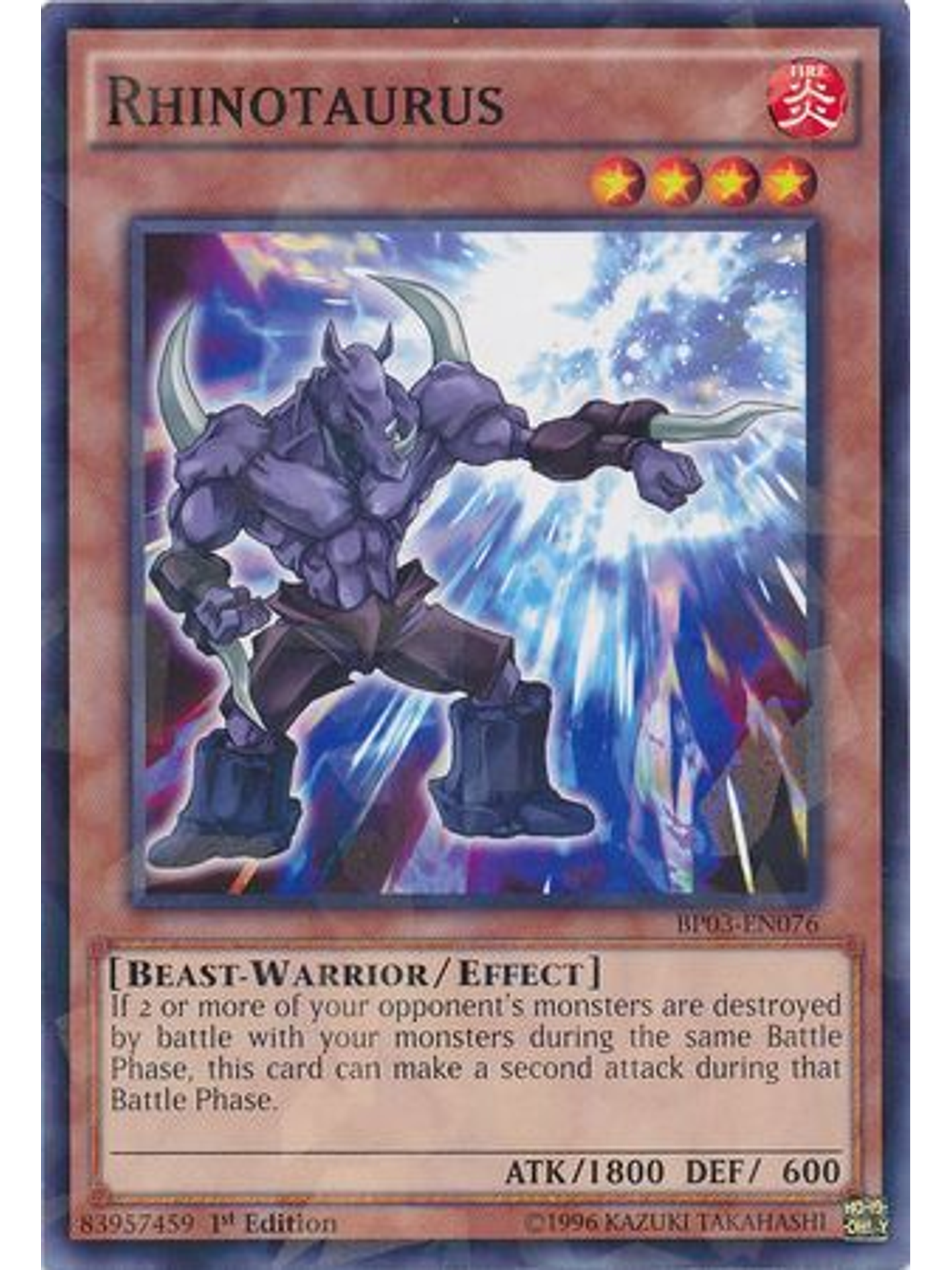 Rhinotaurus - BP03-EN076 - Shatterfoil Rare 1st Edition 1