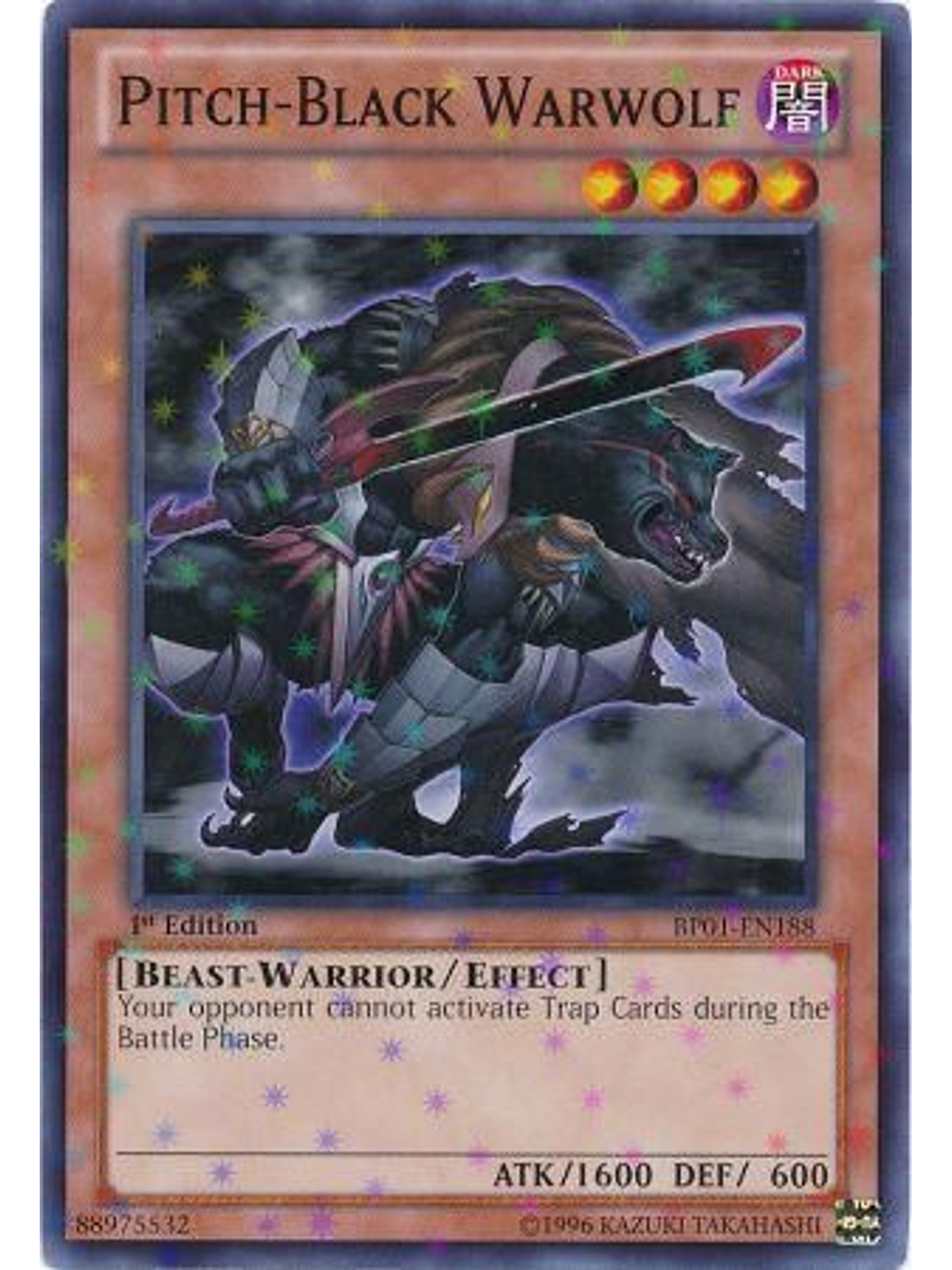 Pitch-Black Warwolf - BP01-EN188 - Starfoil Rare 1st Edition 1