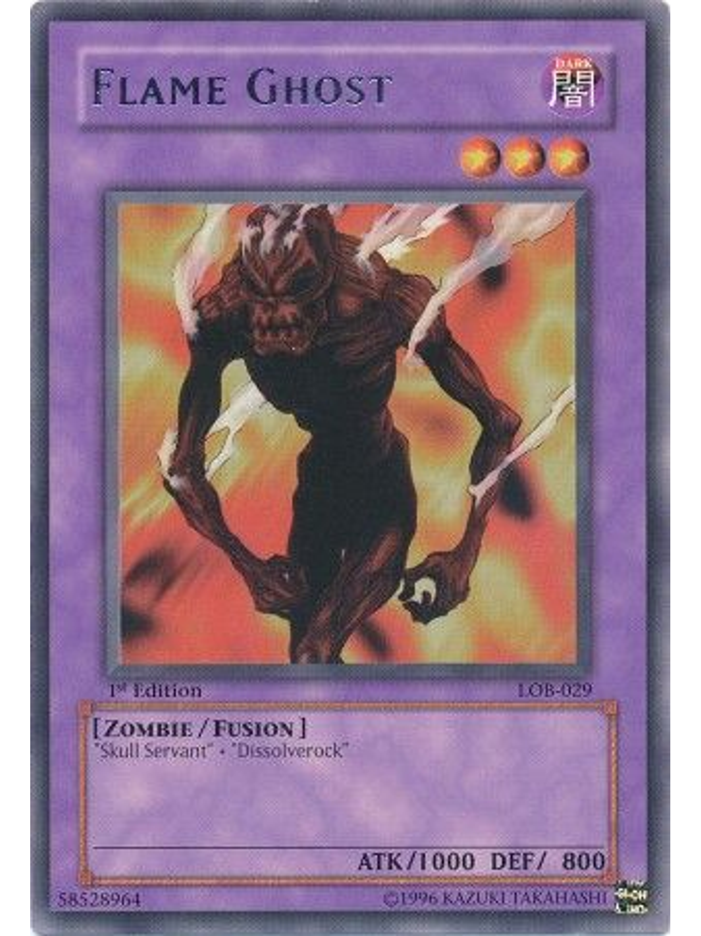 Flame Ghost - LOB-029 - Rare 1st Edition 1