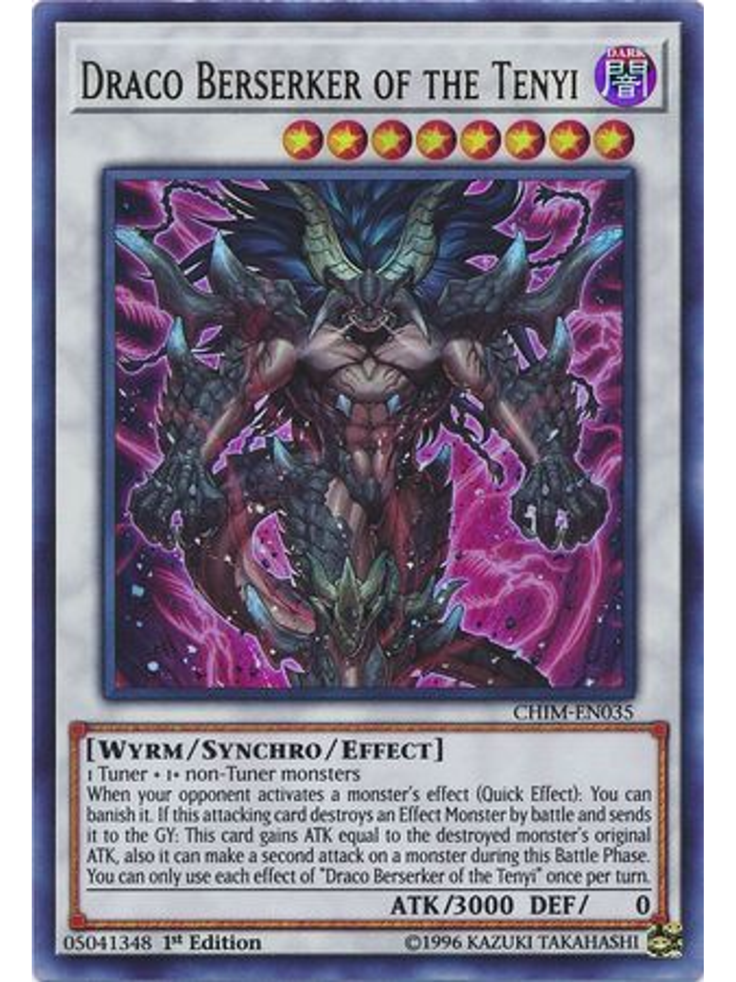 Draco Berserker of the Tenyi - CHIM-EN035 - Ultra Rare 1st Edition 1