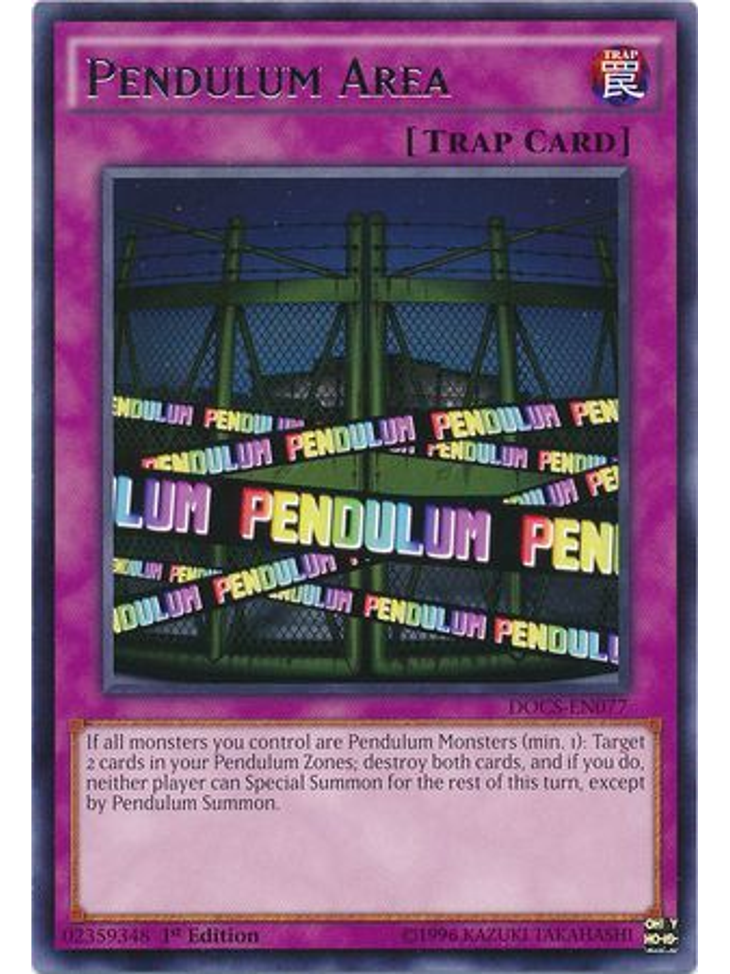 Pendulum Area - docs-en077 - Rare 1st Edition 1