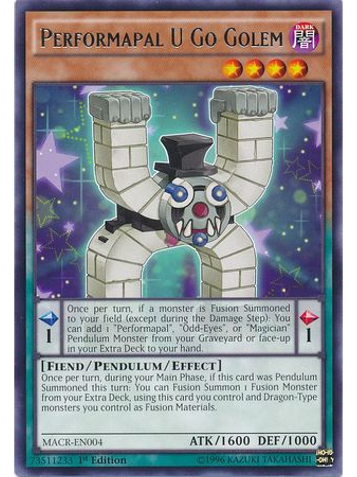 Performapal U Go Golem - macr-en004 - Rare 1st Edition 1