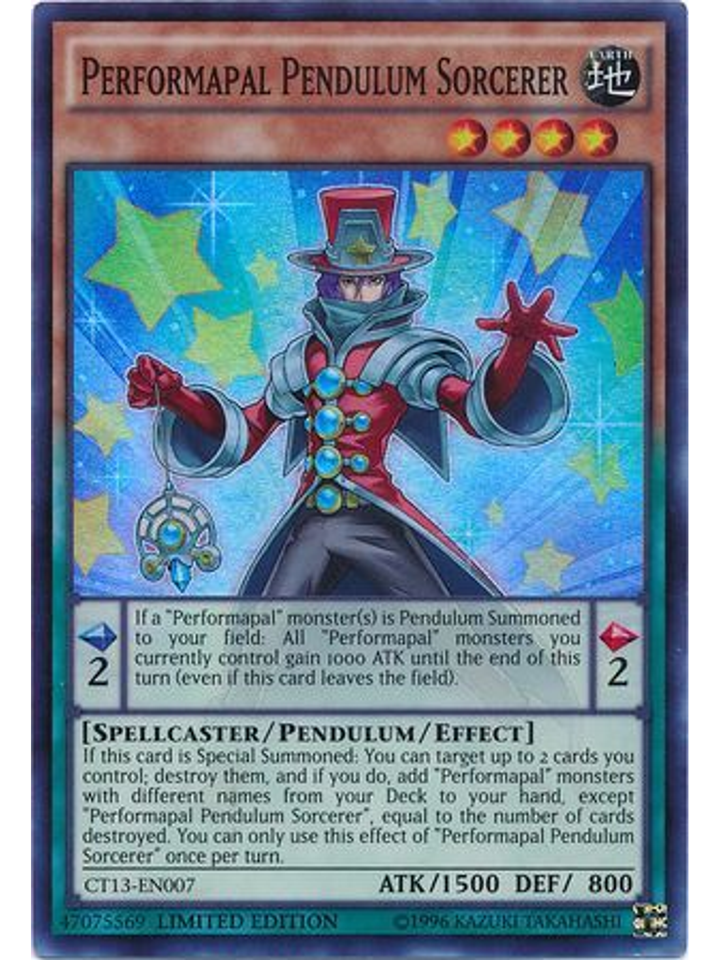 Performapal Pendulum Sorcerer - CT13-EN007 - Super Rare Limited Edition 1