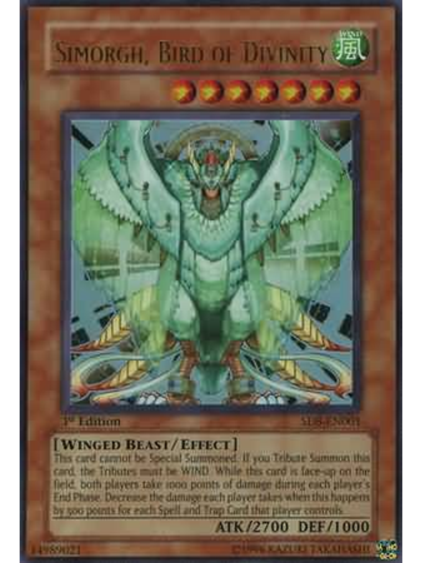 Simorgh, Bird of Divinity - SD8-EN001 - Ultra Rare 1st Edition 1