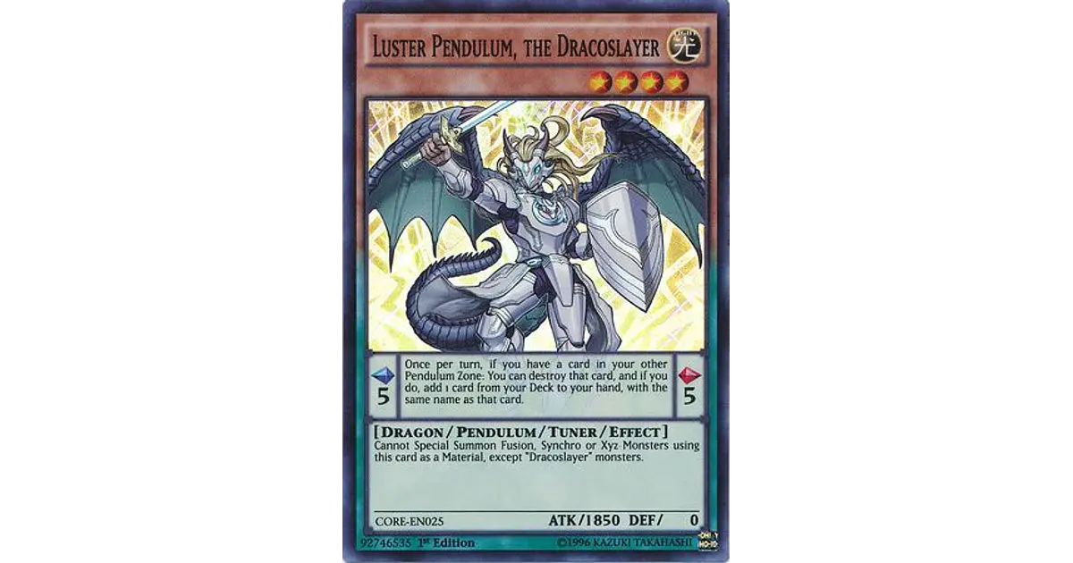 Yu-Gi-Oh! - Luster Pendulum, The Dracoslayer (CORE-EN025) - Clash Of Rebellions - Unlimited Edition - Super Rare By Yu-Gi-Oh