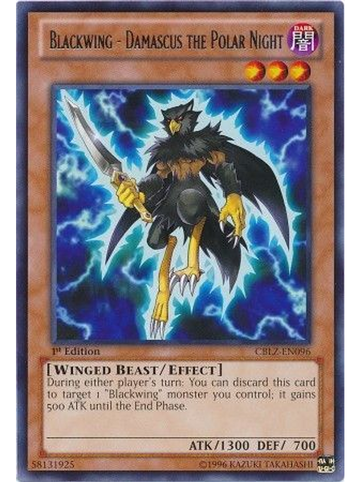 Blackwing - Damascus the Polar Night - CBLZ-EN096 - Rare 1st Edition 1