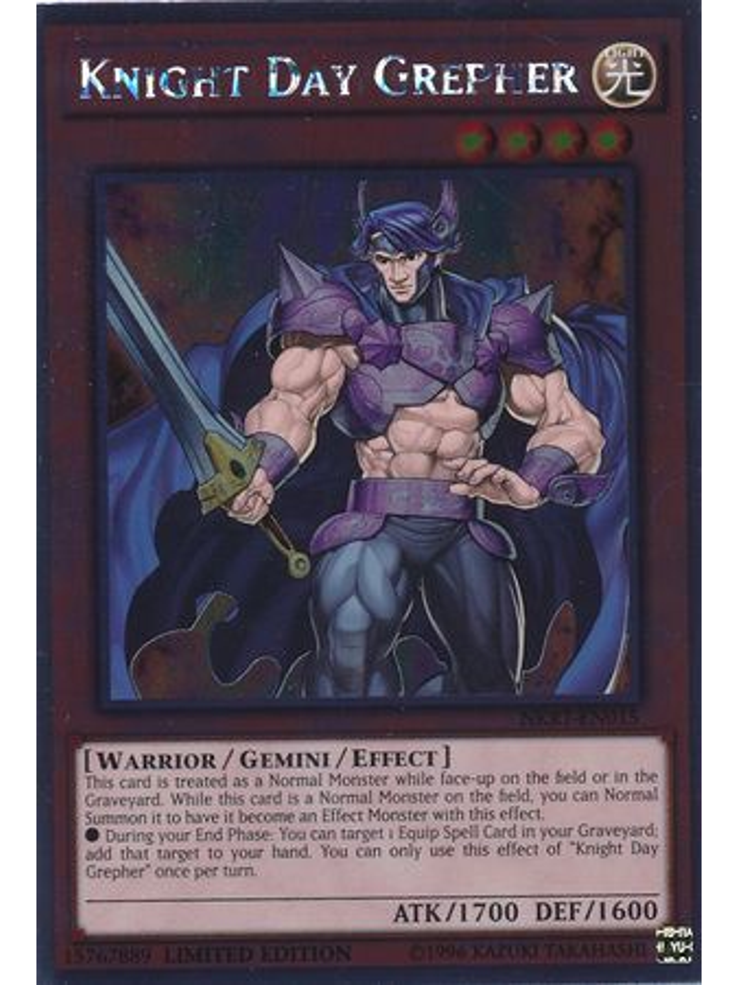 Knight Day Grepher - NKRT-EN015 - Platinum Rare 1st Edition 1