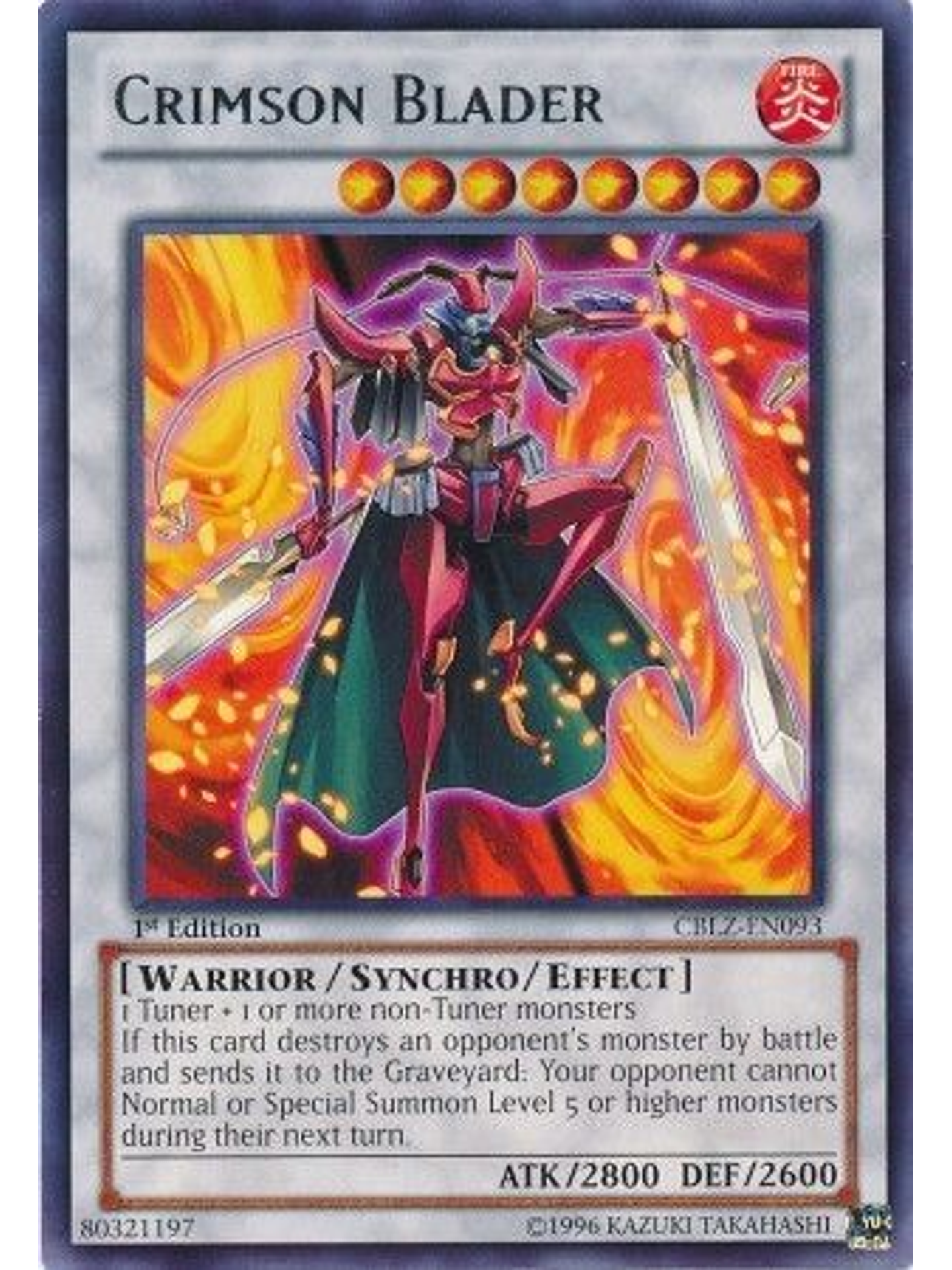 Crimson Blader - CBLZ-EN093 - Rare 1st Edition 1