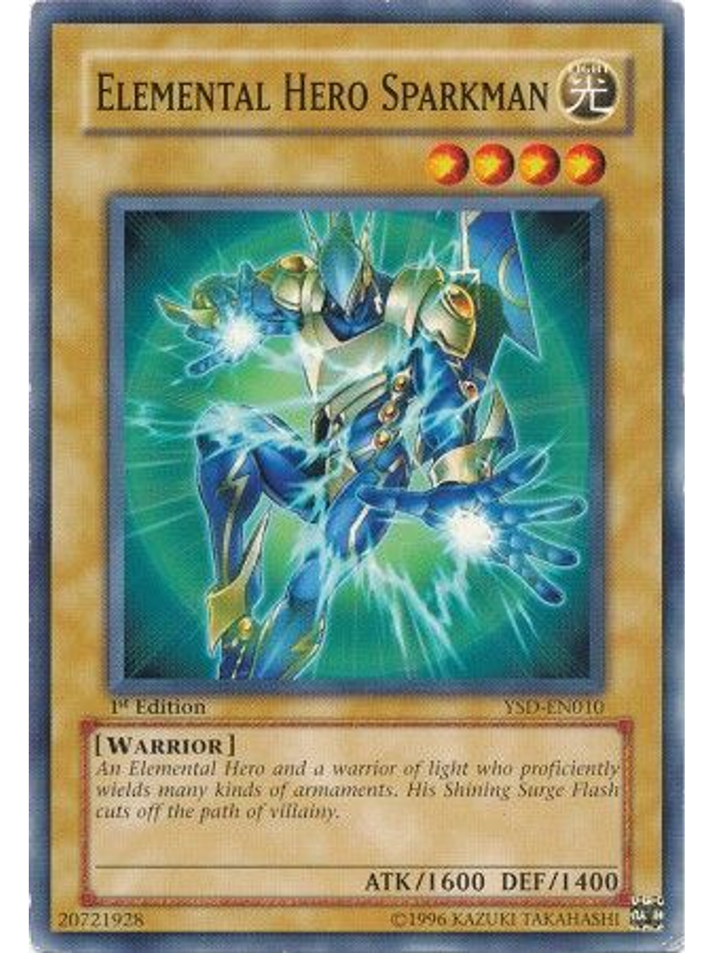 Elemental Hero Sparkman - YSD-EN010 - Common 1st Edition 1