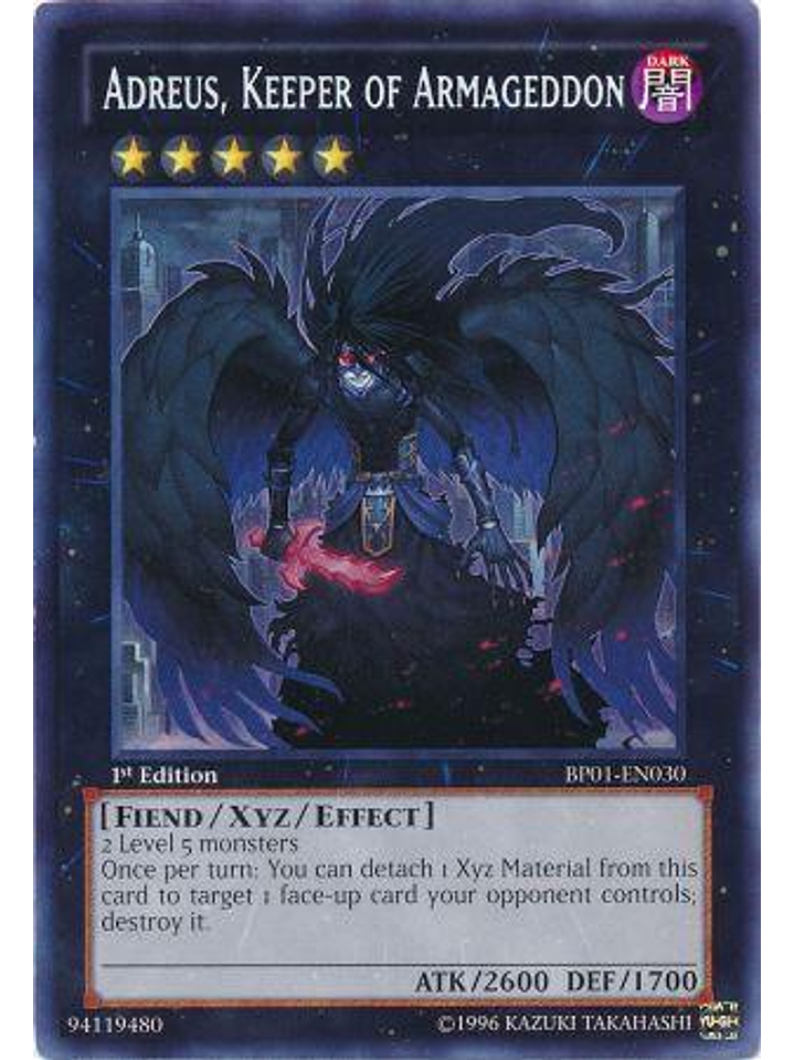 Adreus, Keeper of Armageddon - BP01-EN030 - Rare 1st Edition 1
