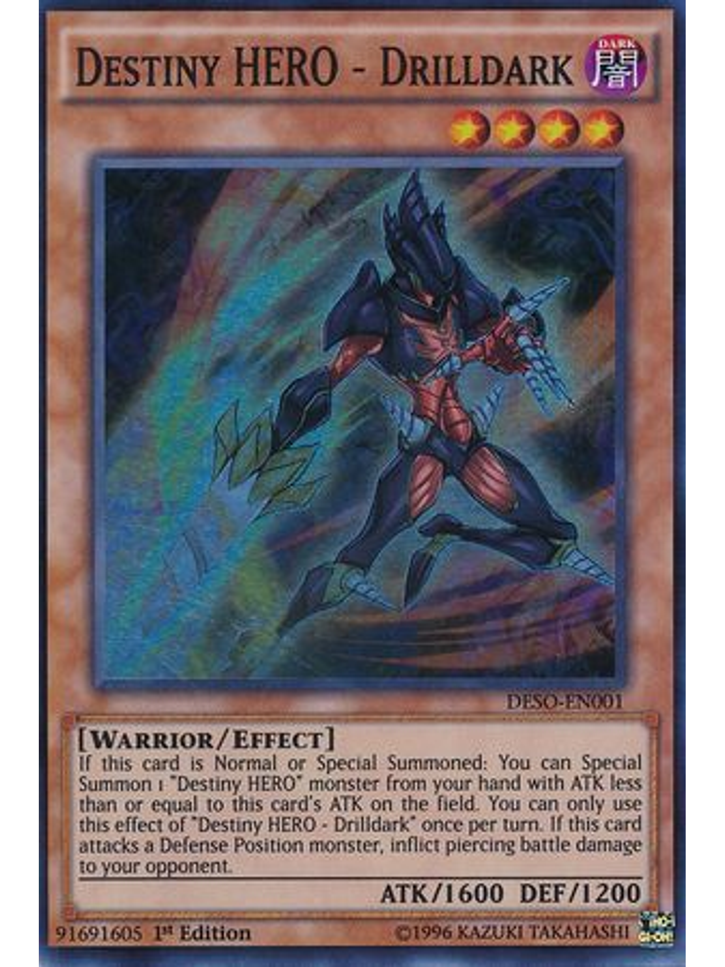 Destiny HERO - Drilldark - DESO-EN001 - Super Rare 1st Edition 1