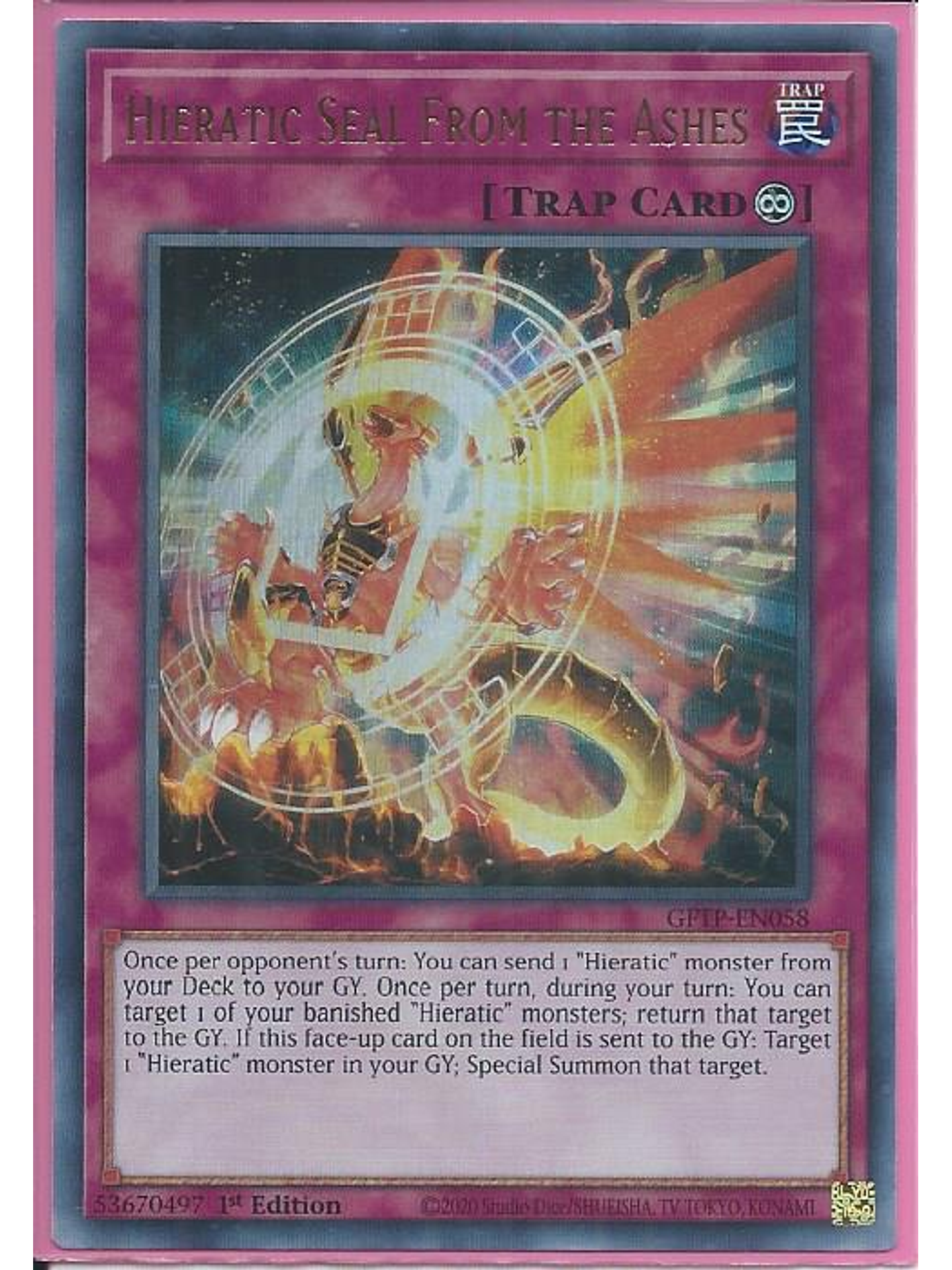 Hieratic Seal From the Ashes - GFTP-EN058 - Ultra Rare 1st Edition 1
