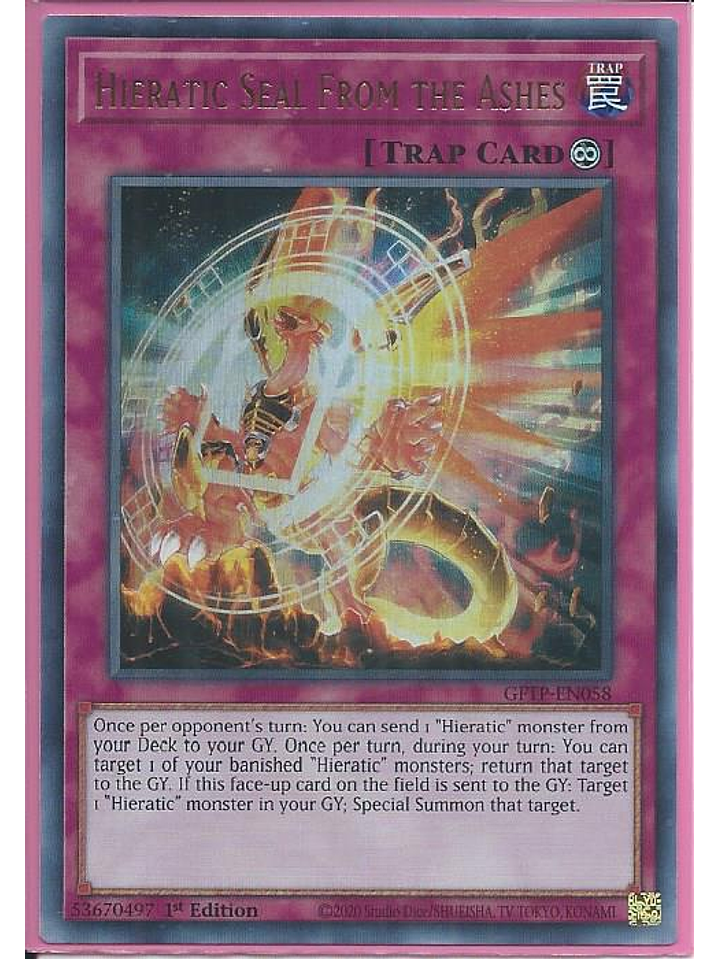 Hieratic Seal From the Ashes - GFTP-EN058 - Ultra Rare 1st Edition 1