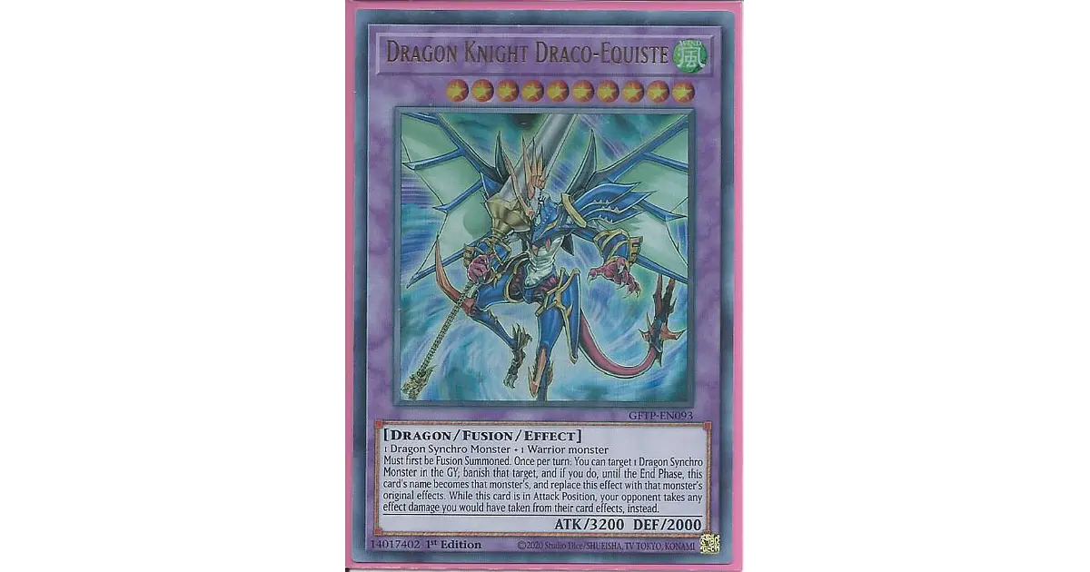 Yu-Gi-Oh Ultra Rare Card Yu-Gi-Oh! Dragon Knight Draco-Equiste GFTP-EN093 -  Ultra Rare 1st Edition Trading Card