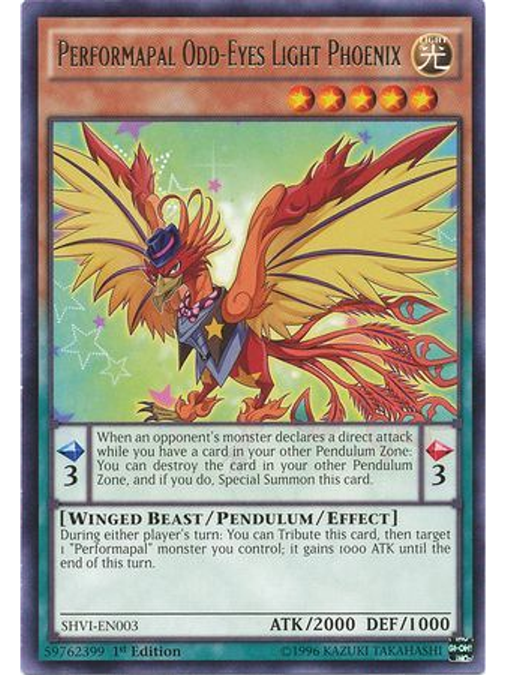 Performapal Odd-Eyes Light Phoenix - SHVI-EN003 - Rare 1st Edition 1